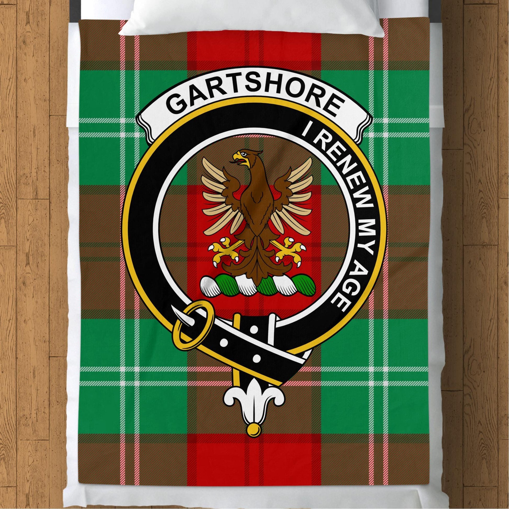 Scottish Clan Gartshore Crest Tartan Blanket