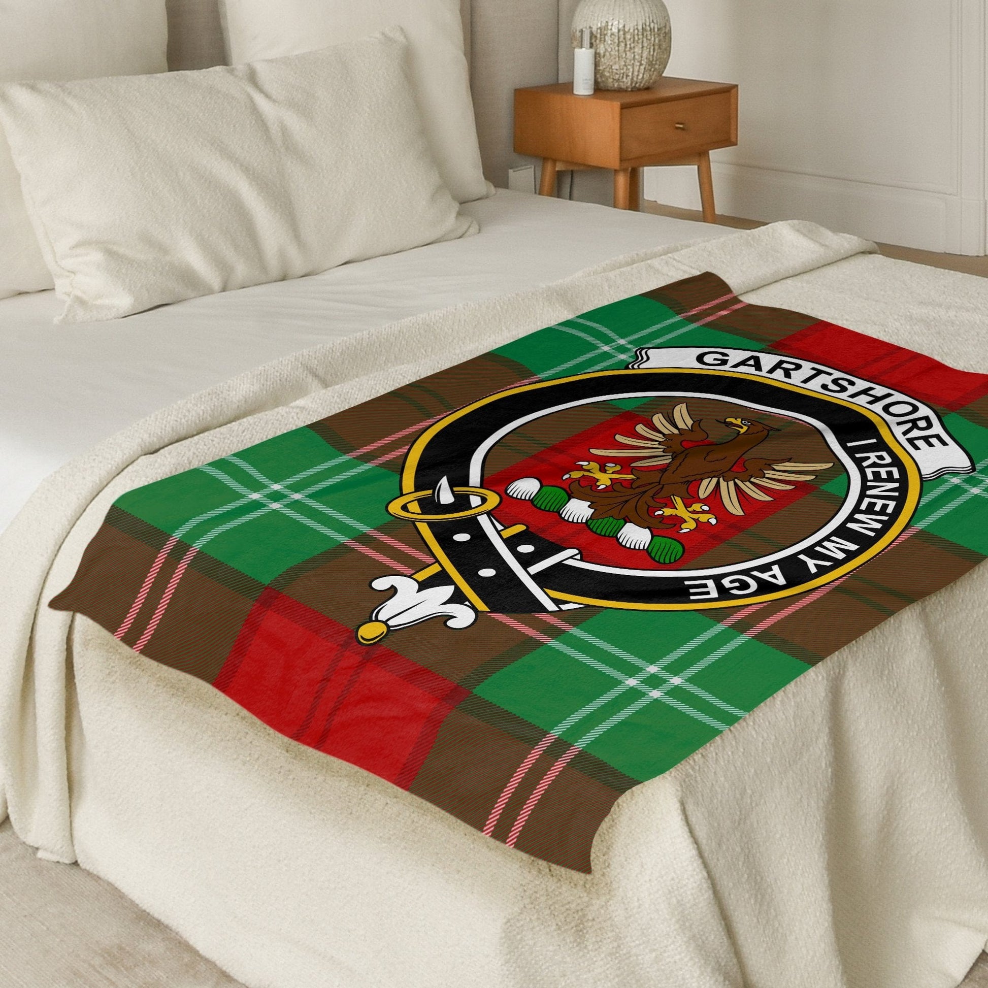 Scottish Clan Gartshore Crest Tartan Blanket