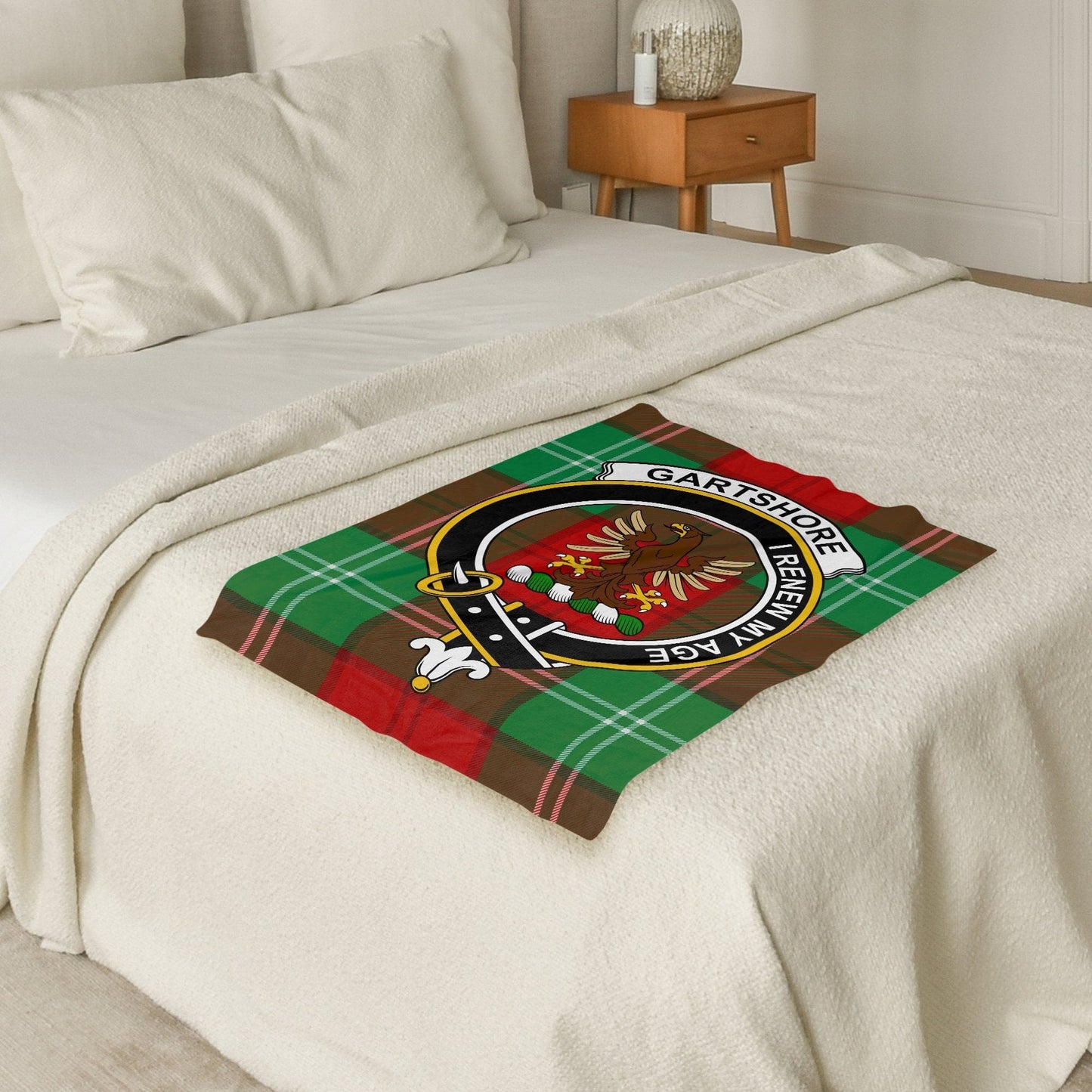 Scottish Clan Gartshore Crest Tartan Blanket