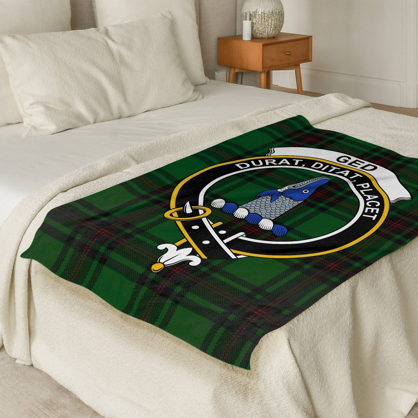 Scottish Clan Ged Crest Tartan Blanket