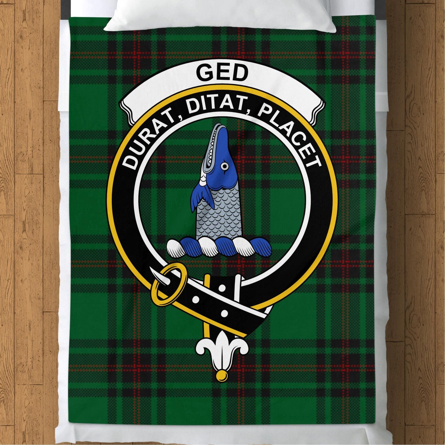 Scottish Clan Ged Crest Tartan Blanket