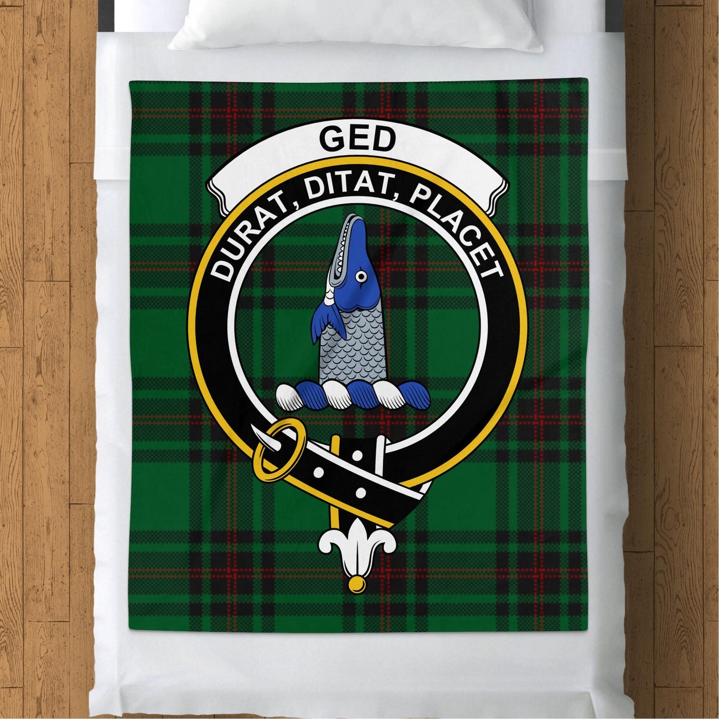 Scottish Clan Ged Crest Tartan Blanket