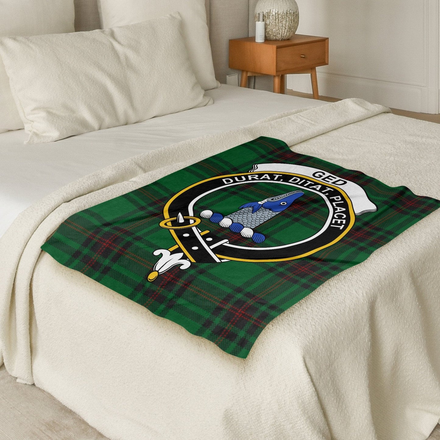 Scottish Clan Ged Crest Tartan Blanket