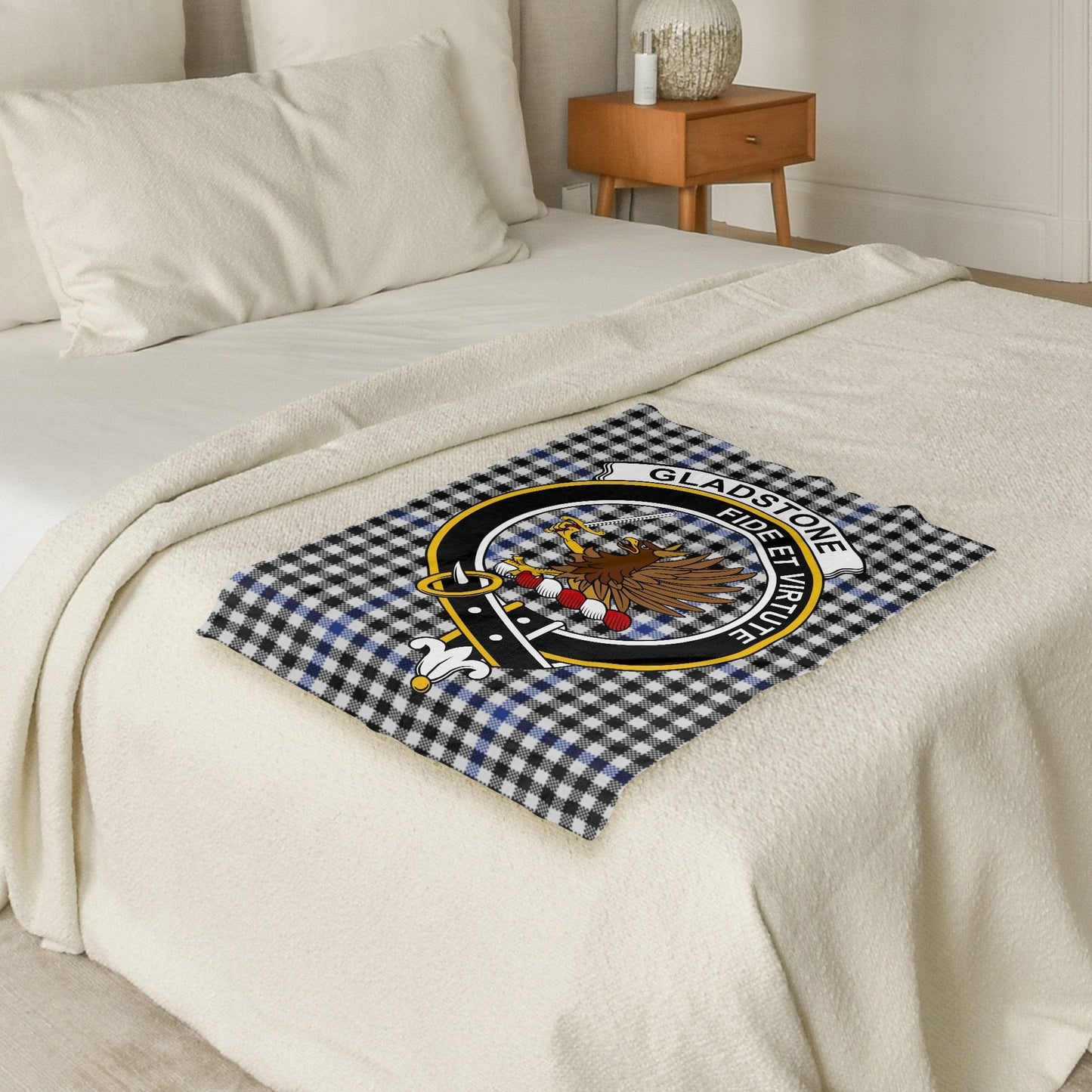 Scottish Clan Gladstone Crest Tartan Blanket