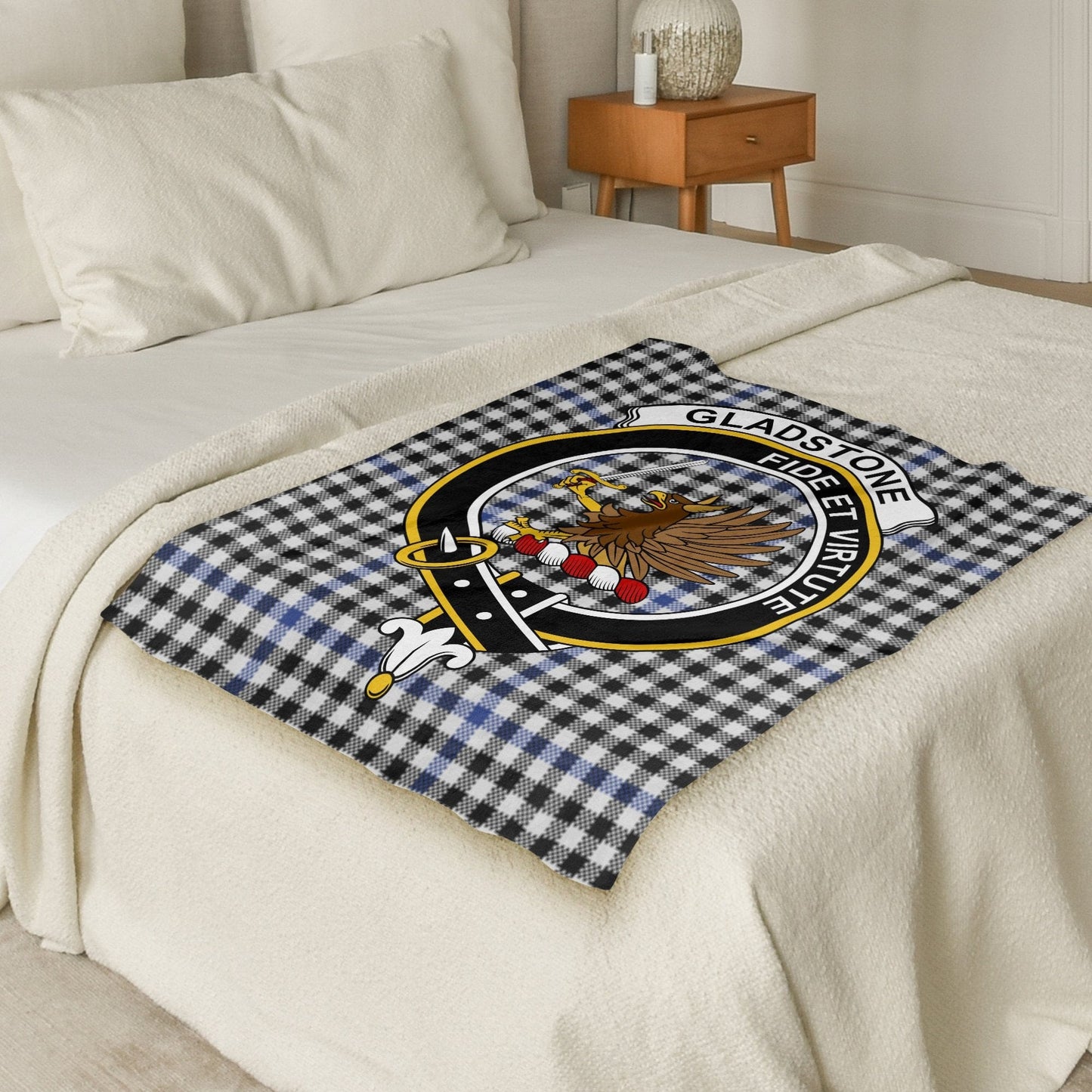 Scottish Clan Gladstone Crest Tartan Blanket