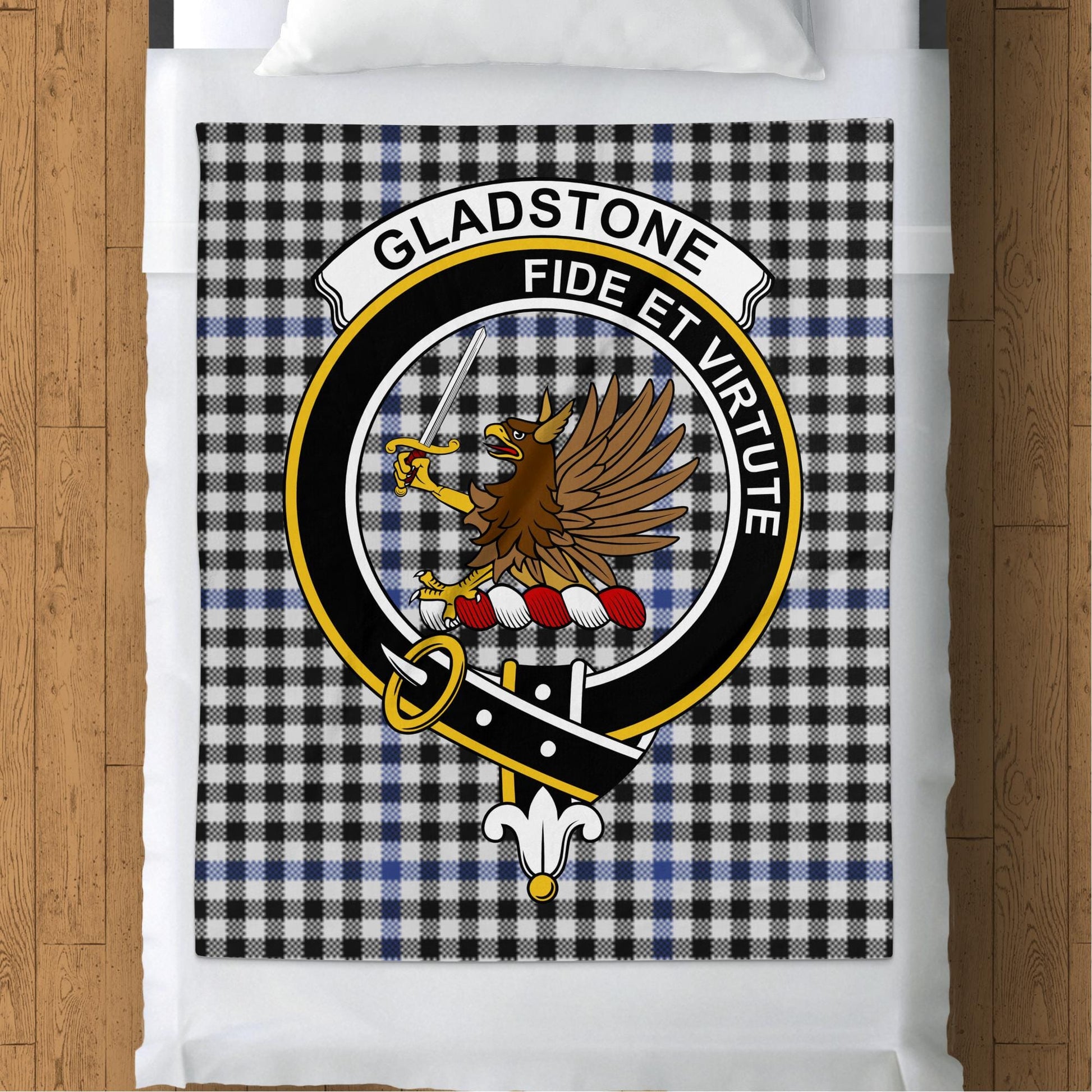 Scottish Clan Gladstone Crest Tartan Blanket