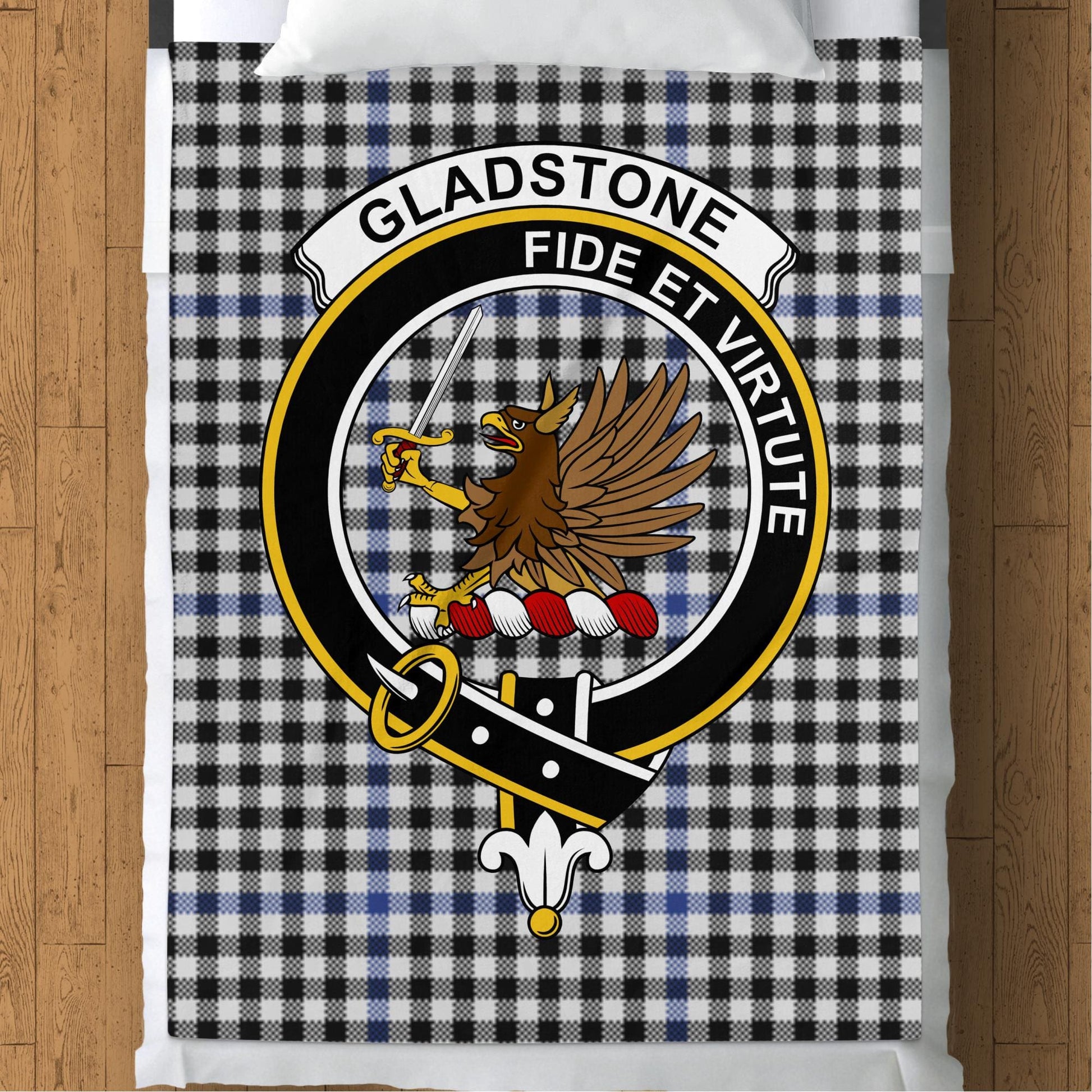 Scottish Clan Gladstone Crest Tartan Blanket