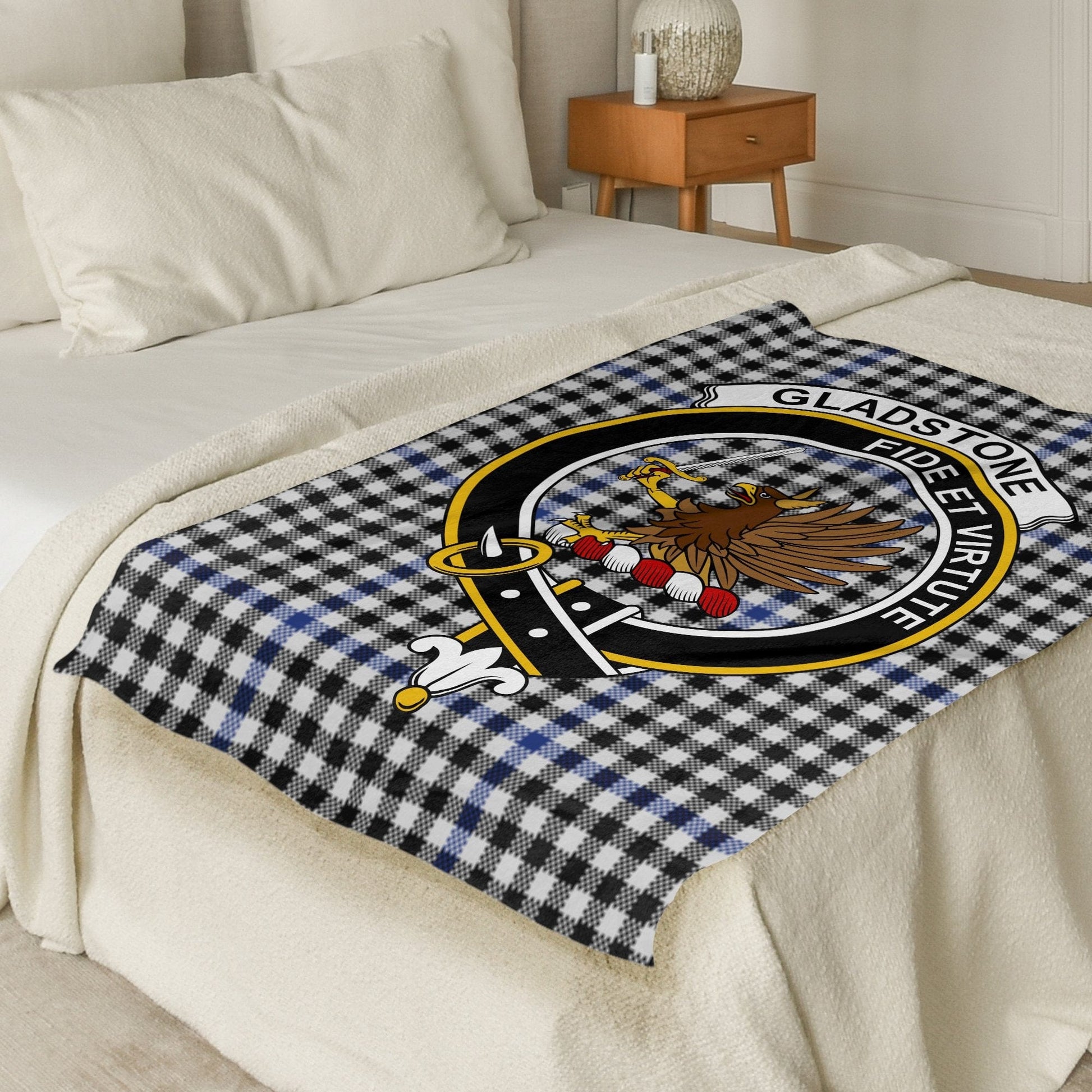 Scottish Clan Gladstone Crest Tartan Blanket