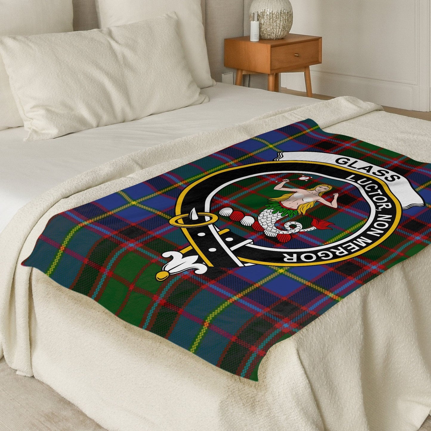 Scottish Clan Glass Crest Tartan Blanket