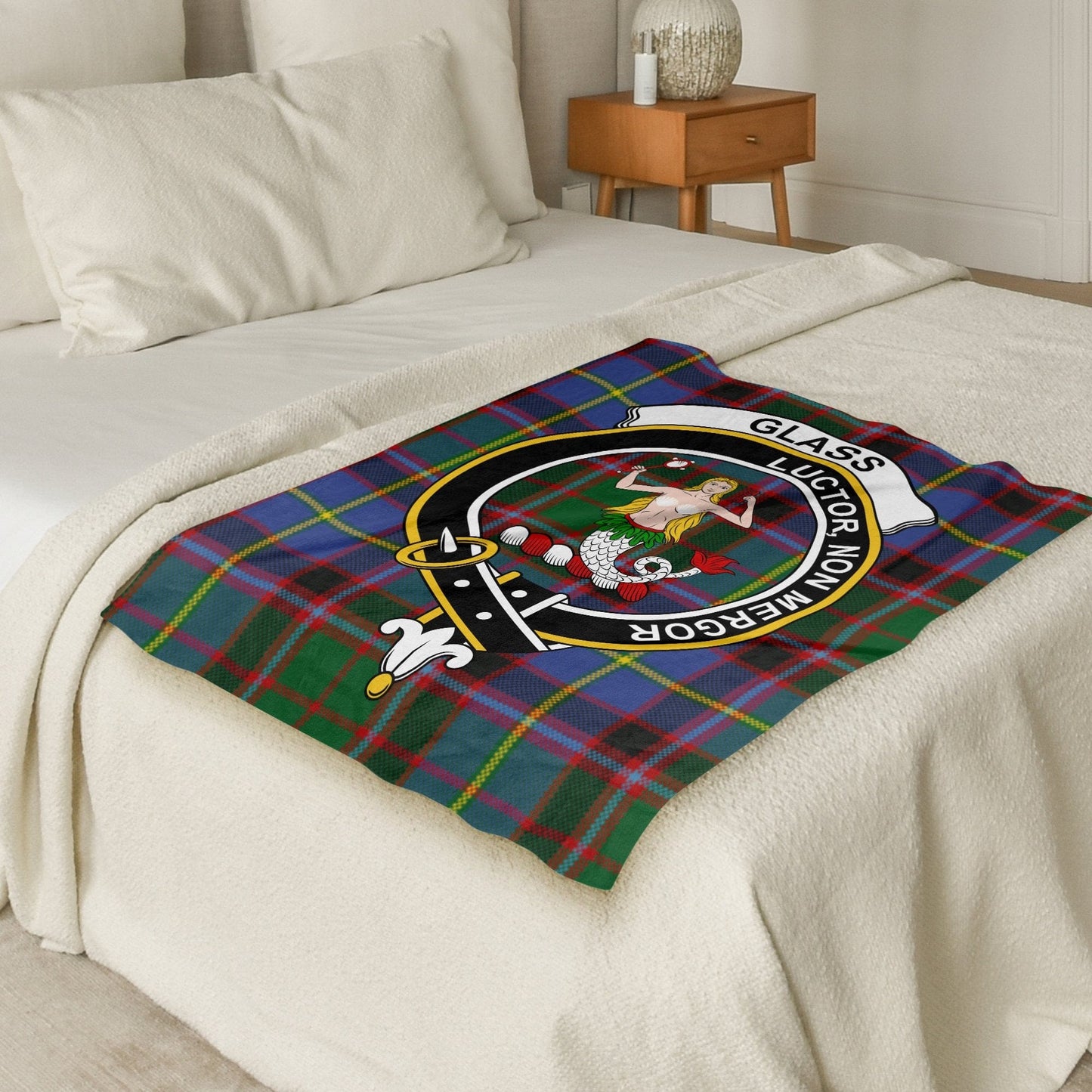 Scottish Clan Glass Crest Tartan Blanket