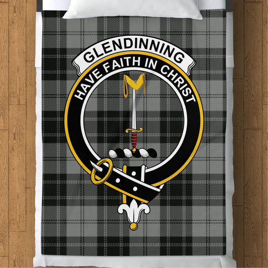 Scottish Clan Glendinning Crest Tartan Blanket