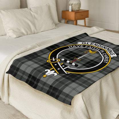 Scottish Clan Glendinning Crest Tartan Blanket