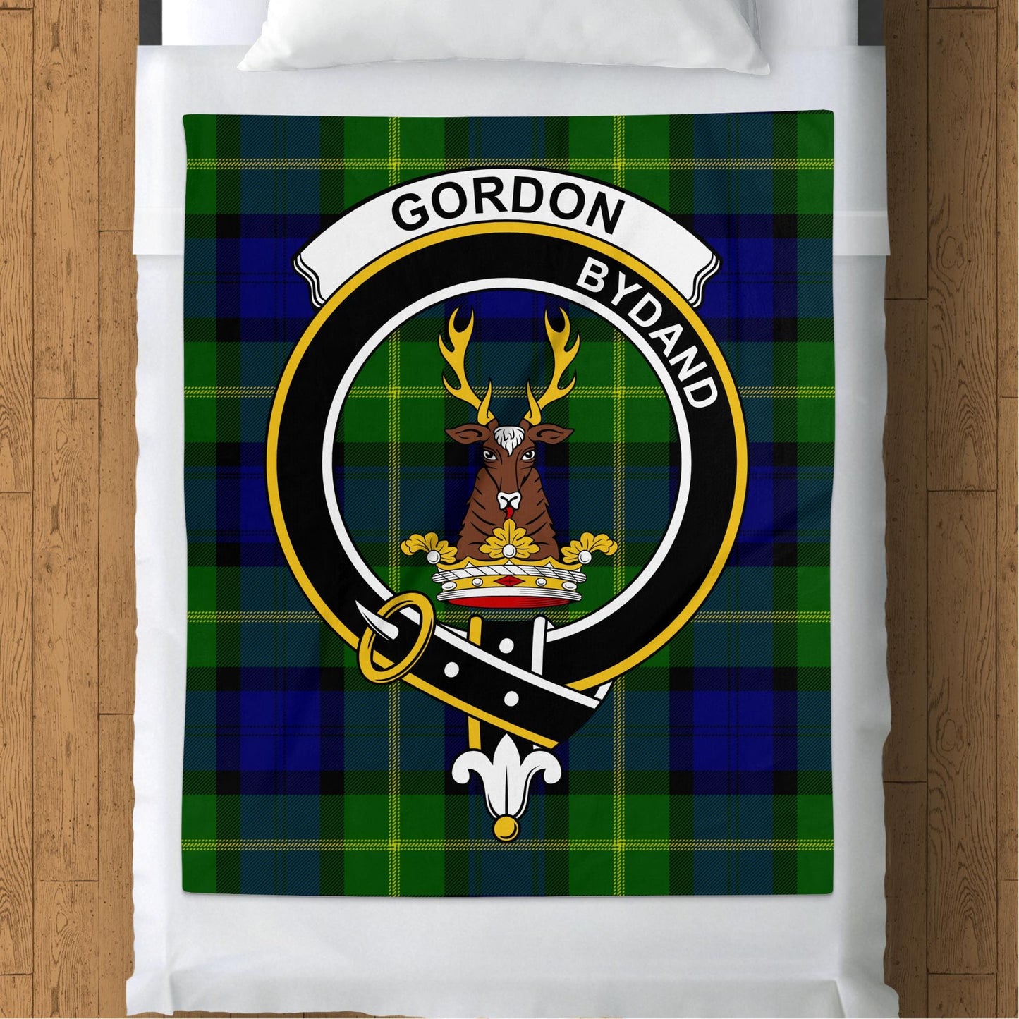 Scottish Clan Gordon Crest Tartan Blanket