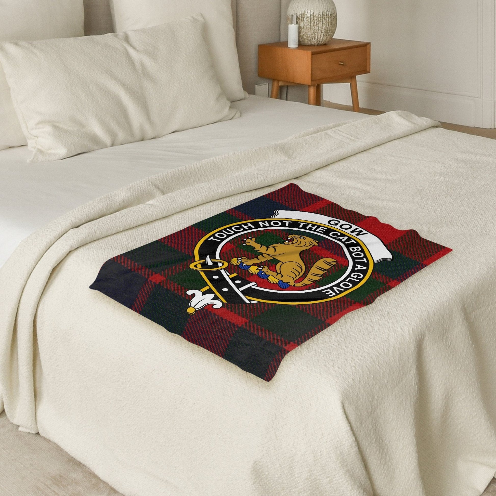 Scottish Clan Gow Crest Tartan Blanket