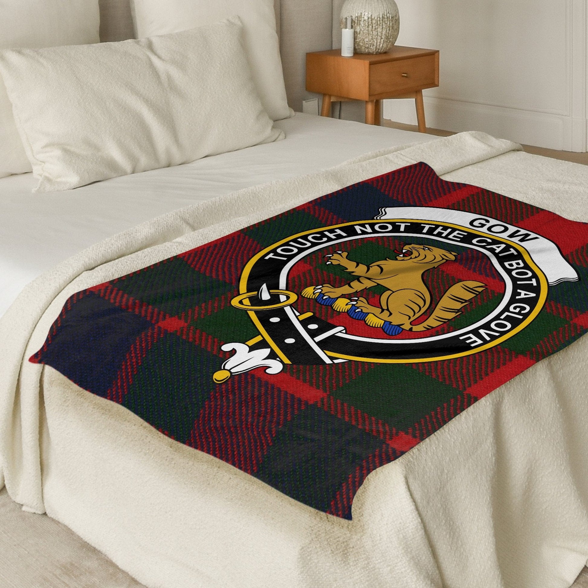 Scottish Clan Gow Crest Tartan Blanket