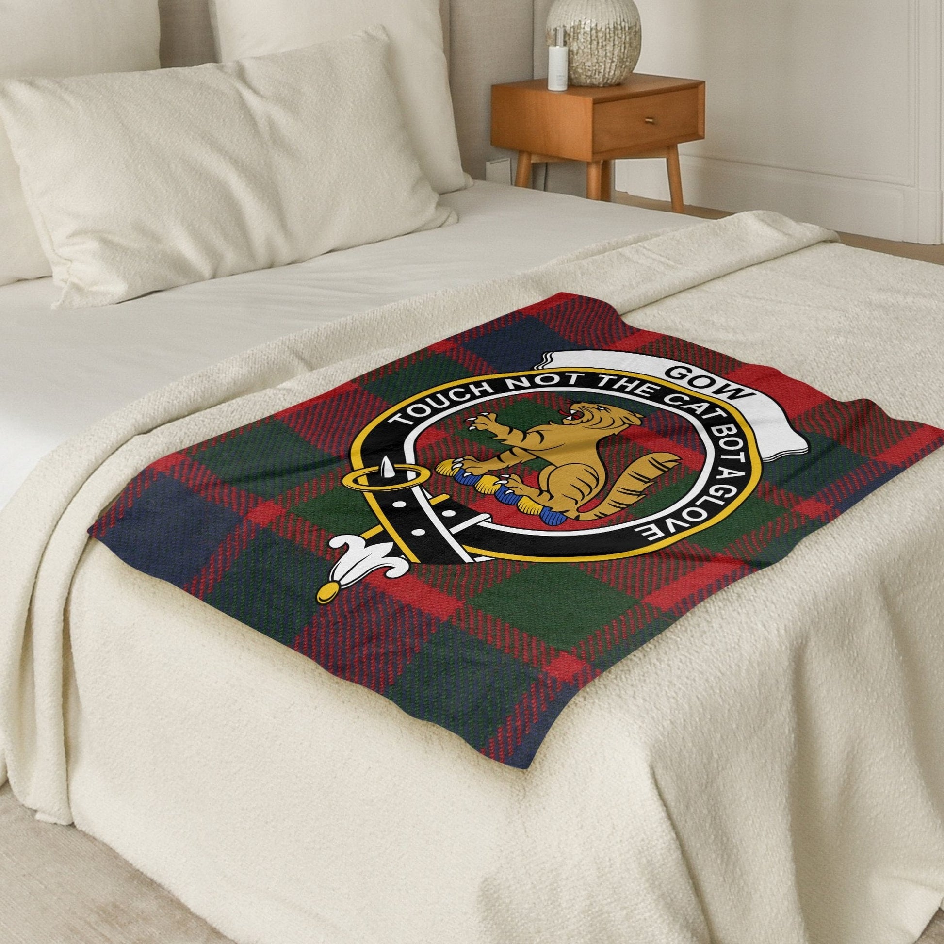 Scottish Clan Gow Crest Tartan Blanket