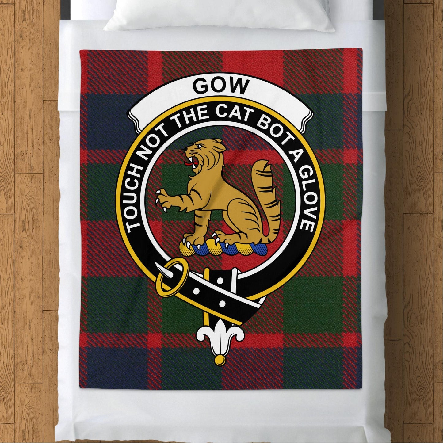 Scottish Clan Gow Crest Tartan Blanket