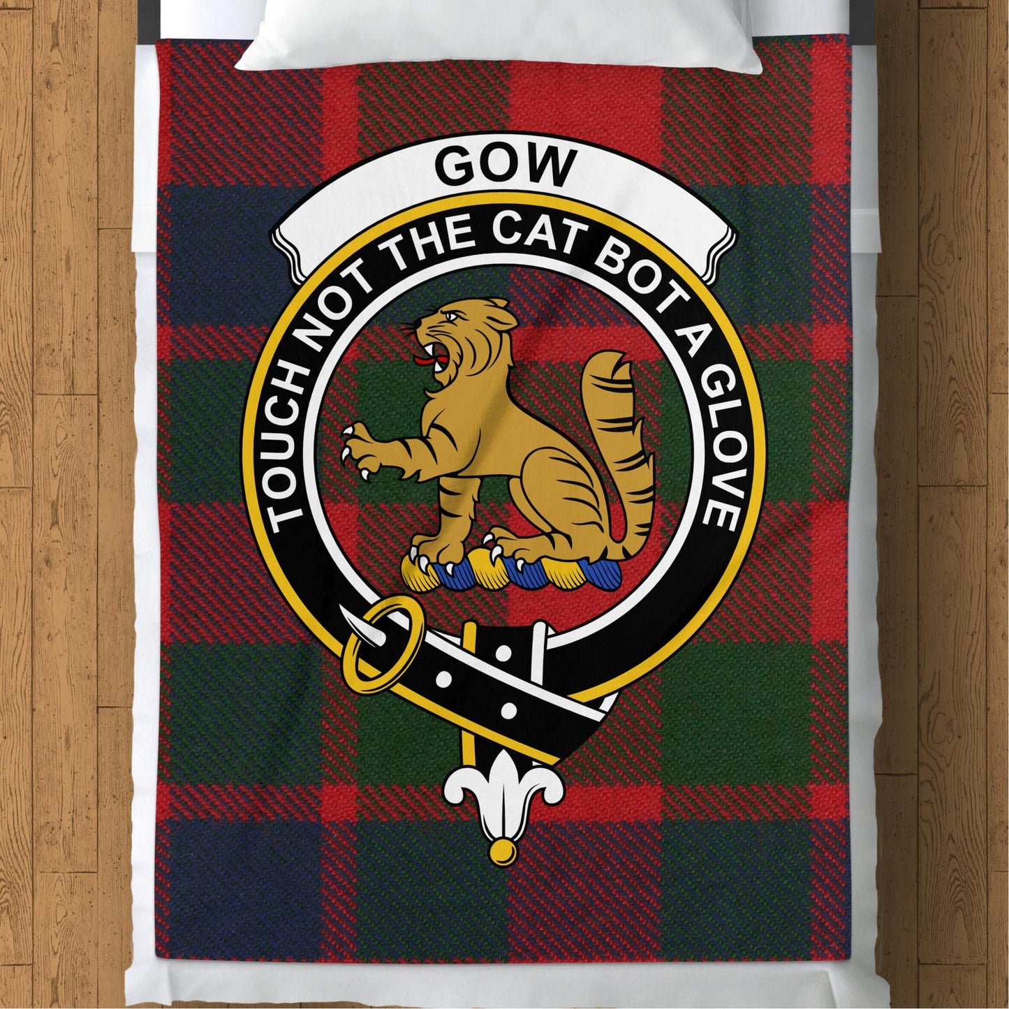 Scottish Clan Gow Crest Tartan Blanket