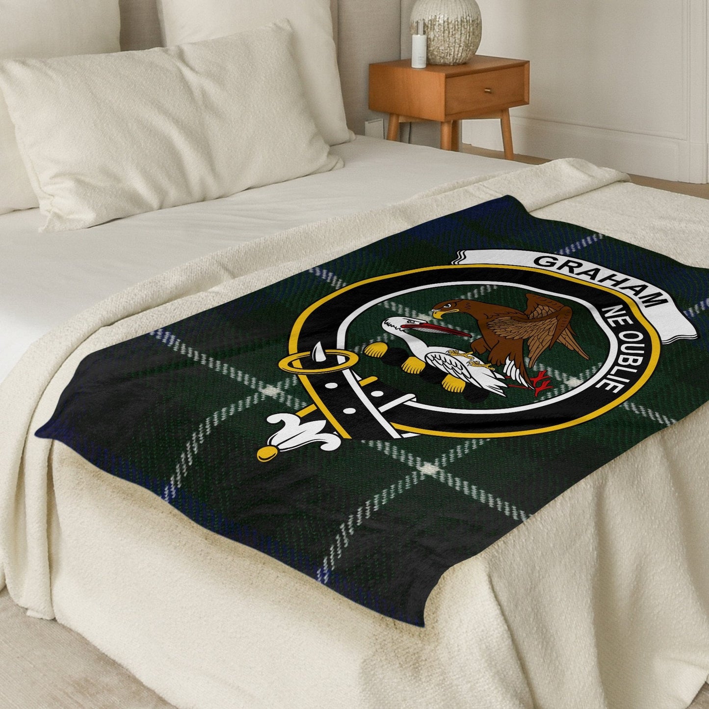 Scottish Clan Graham Crest Tartan Blanket