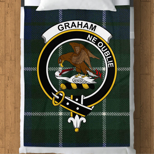 Scottish Clan Graham Crest Tartan Blanket