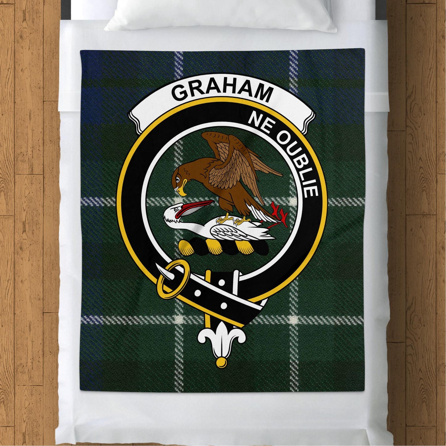 Scottish Clan Graham Crest Tartan Blanket