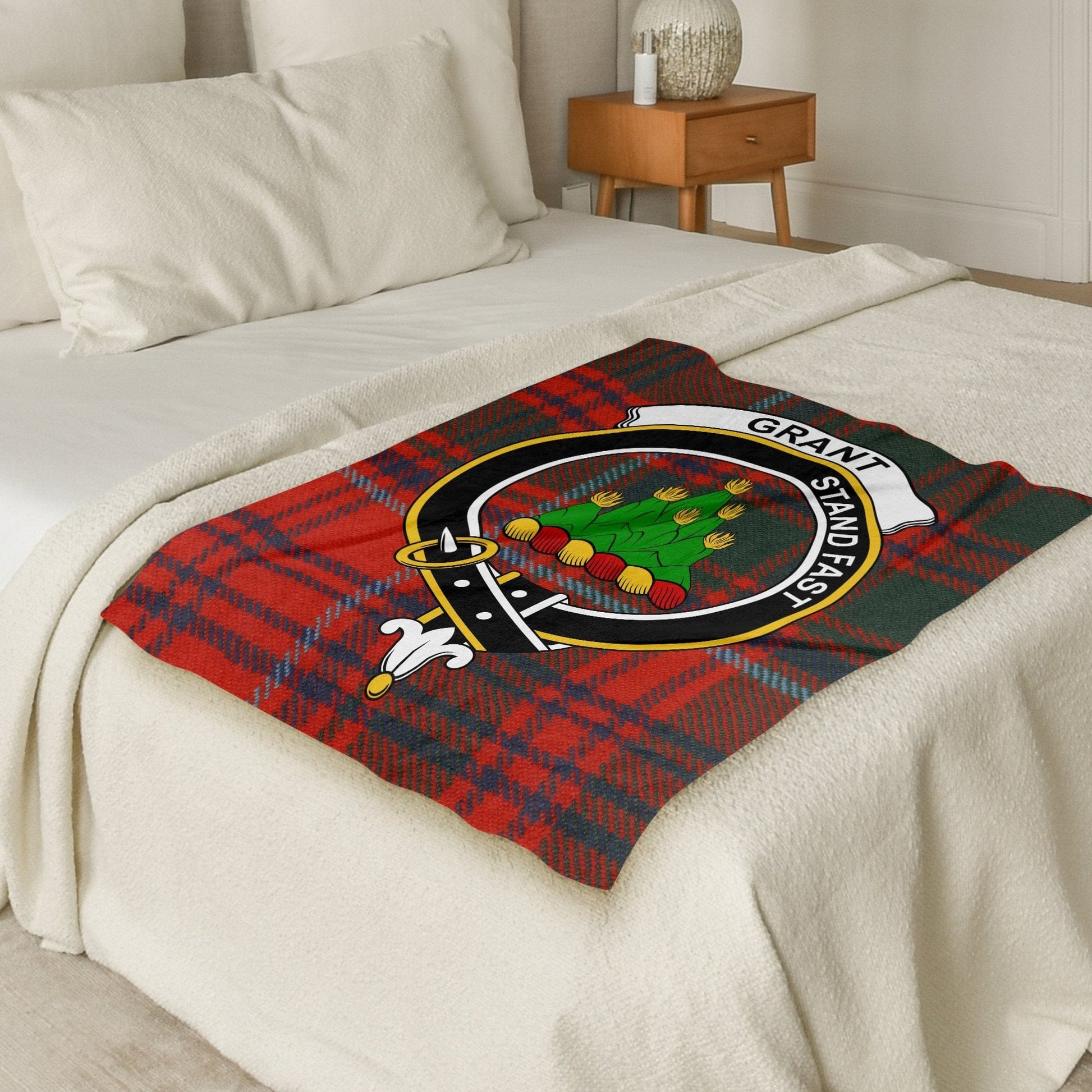 Scottish Clan Grant Crest Tartan Blanket