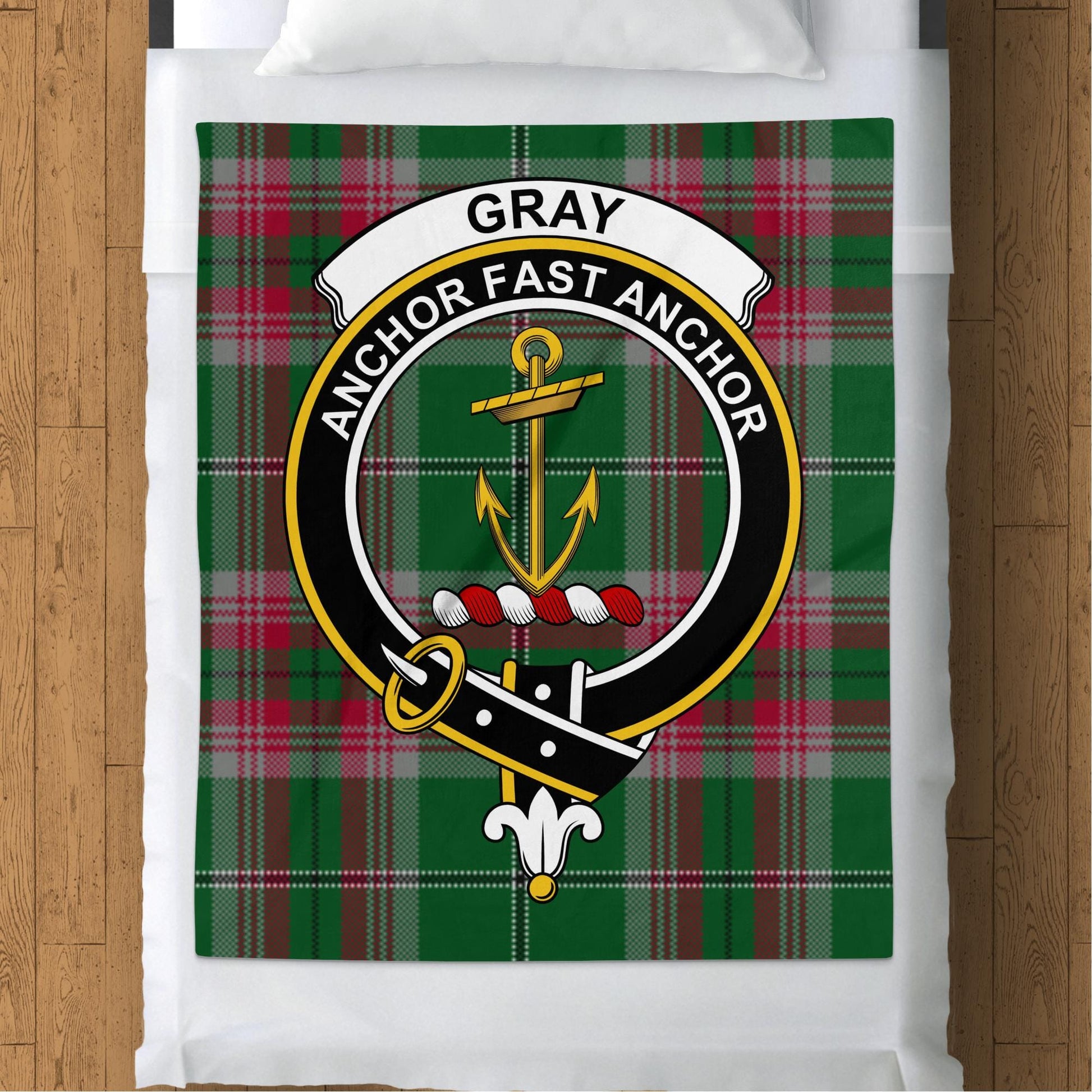 Scottish Clan Gray Crest Tartan Blanket