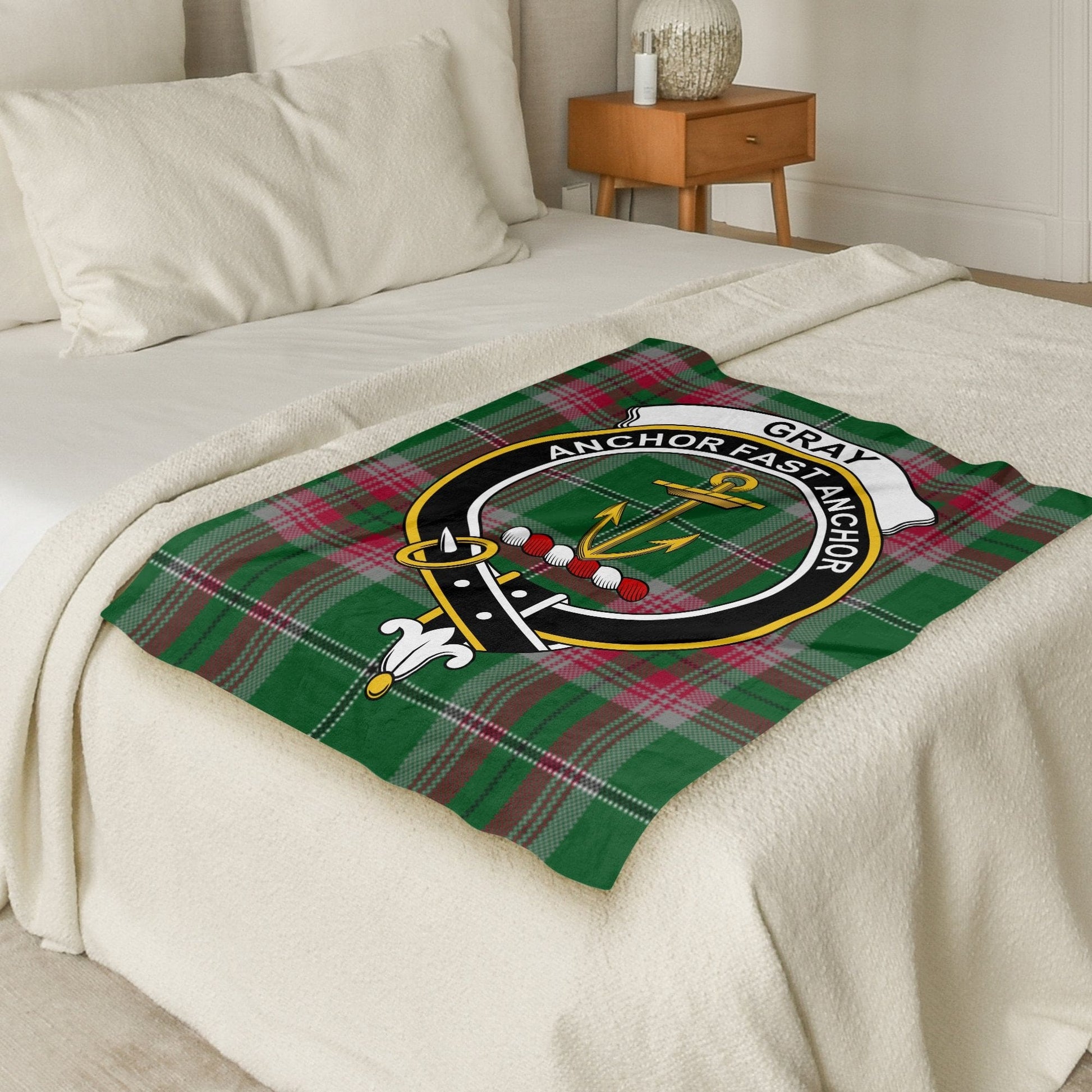 Scottish Clan Gray Crest Tartan Blanket