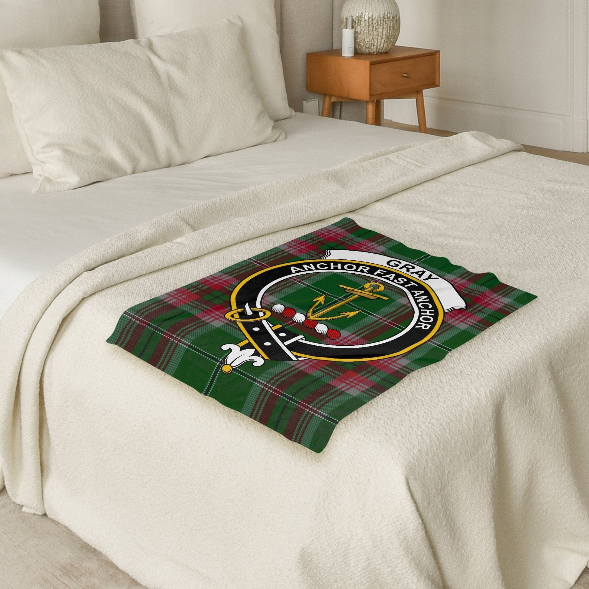 Scottish Clan Gray Crest Tartan Blanket