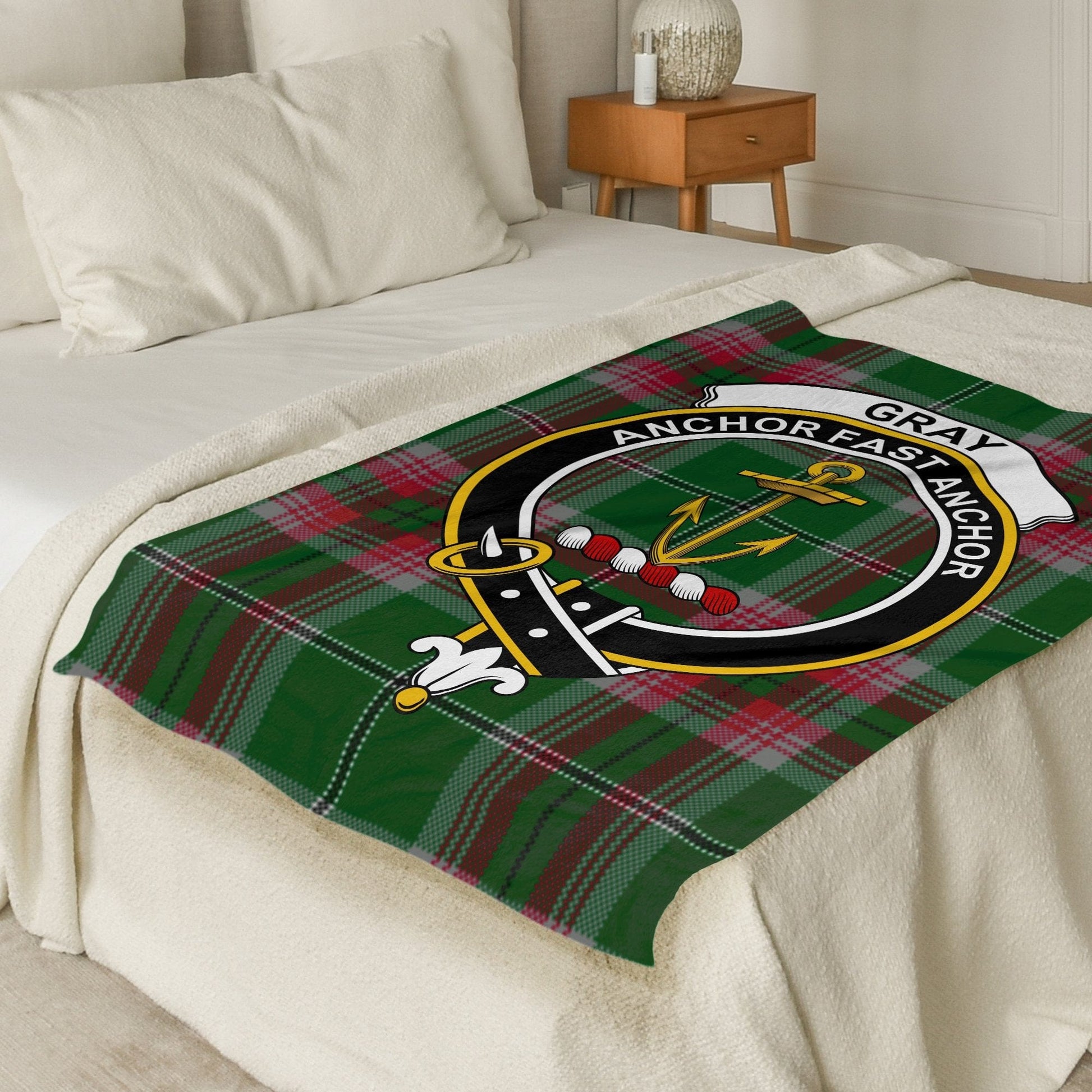 Scottish Clan Gray Crest Tartan Blanket