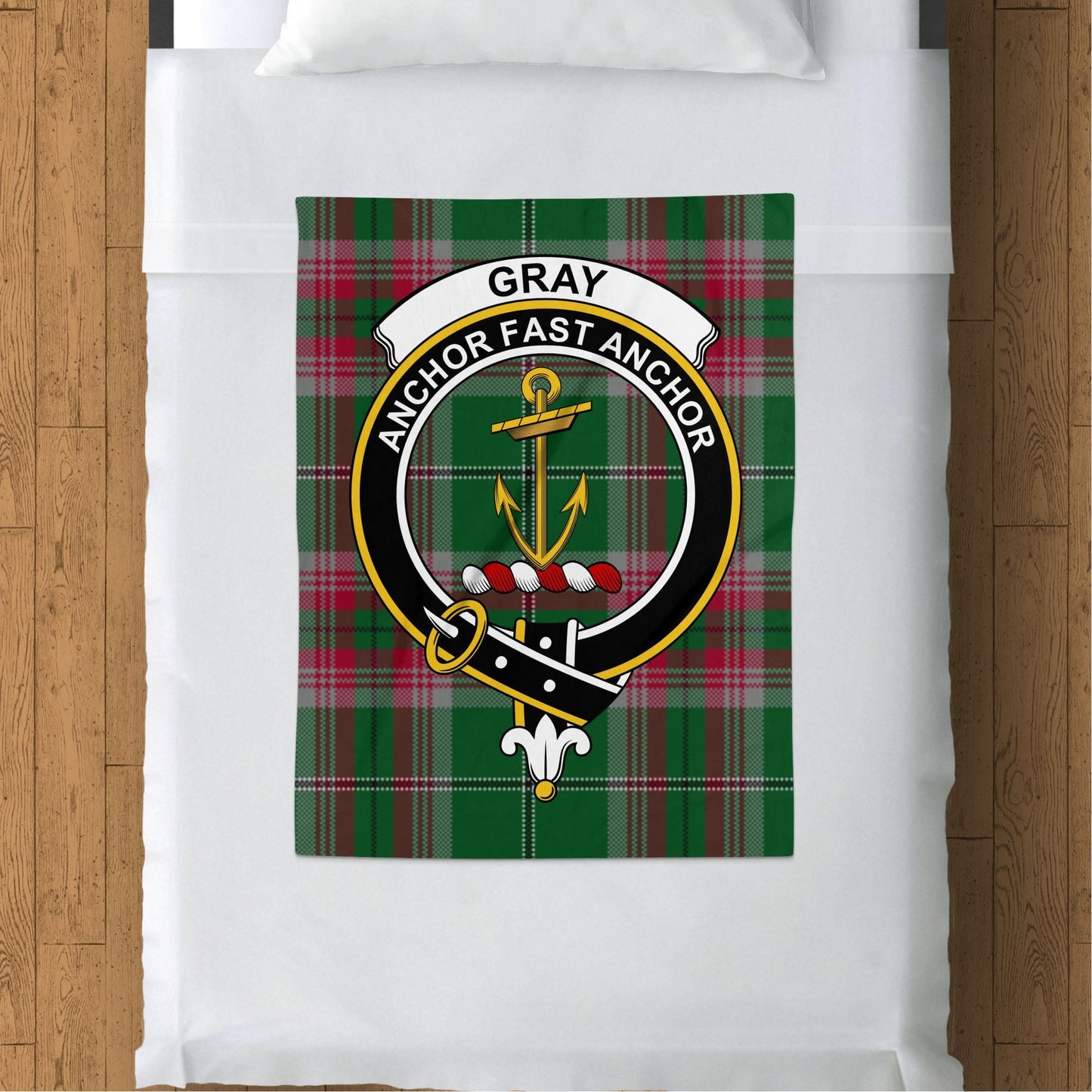 Scottish Clan Gray Crest Tartan Blanket