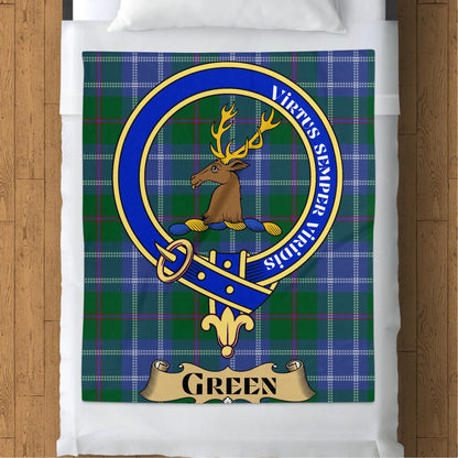 Scottish Clan Green Crest Tartan Blanket