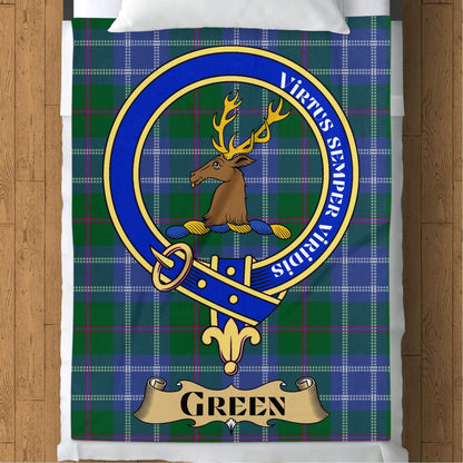 Scottish Clan Green Crest Tartan Blanket