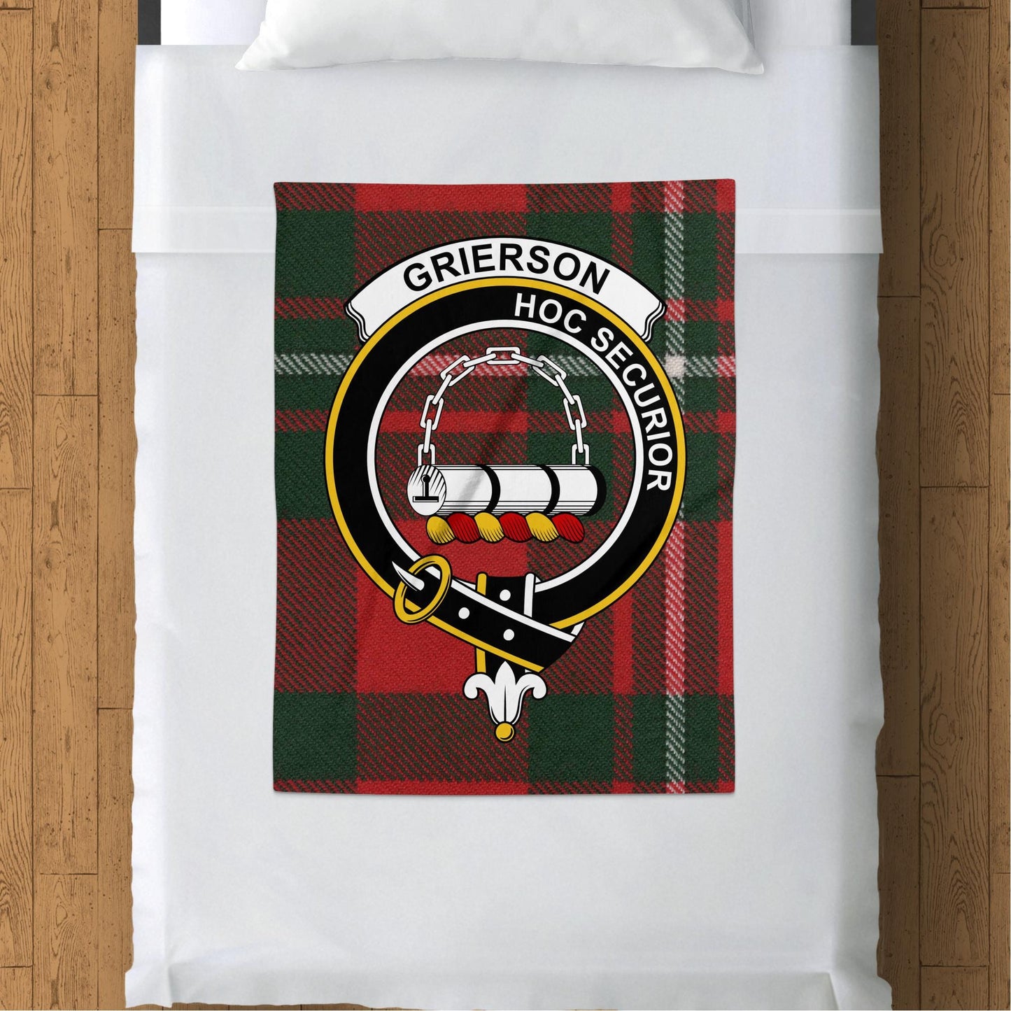 Scottish Clan Grierson Crest Tartan Blanket