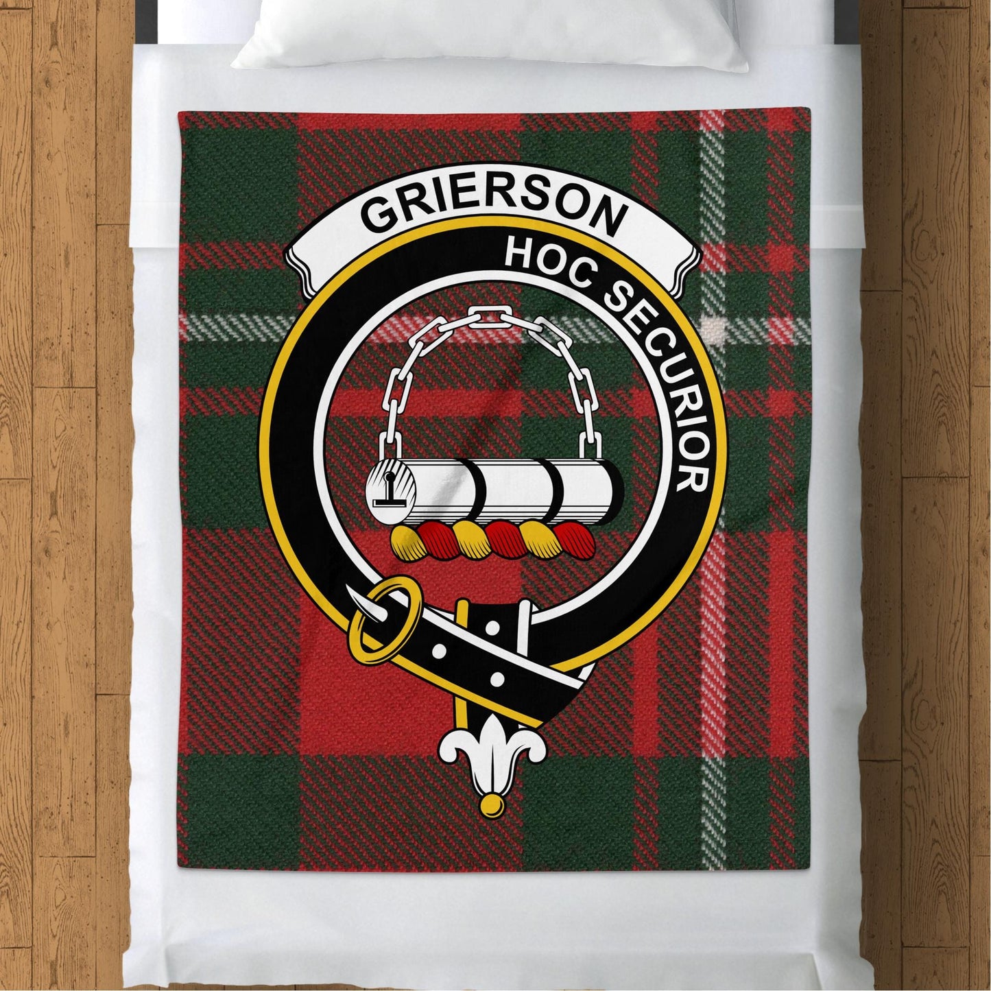 Scottish Clan Grierson Crest Tartan Blanket