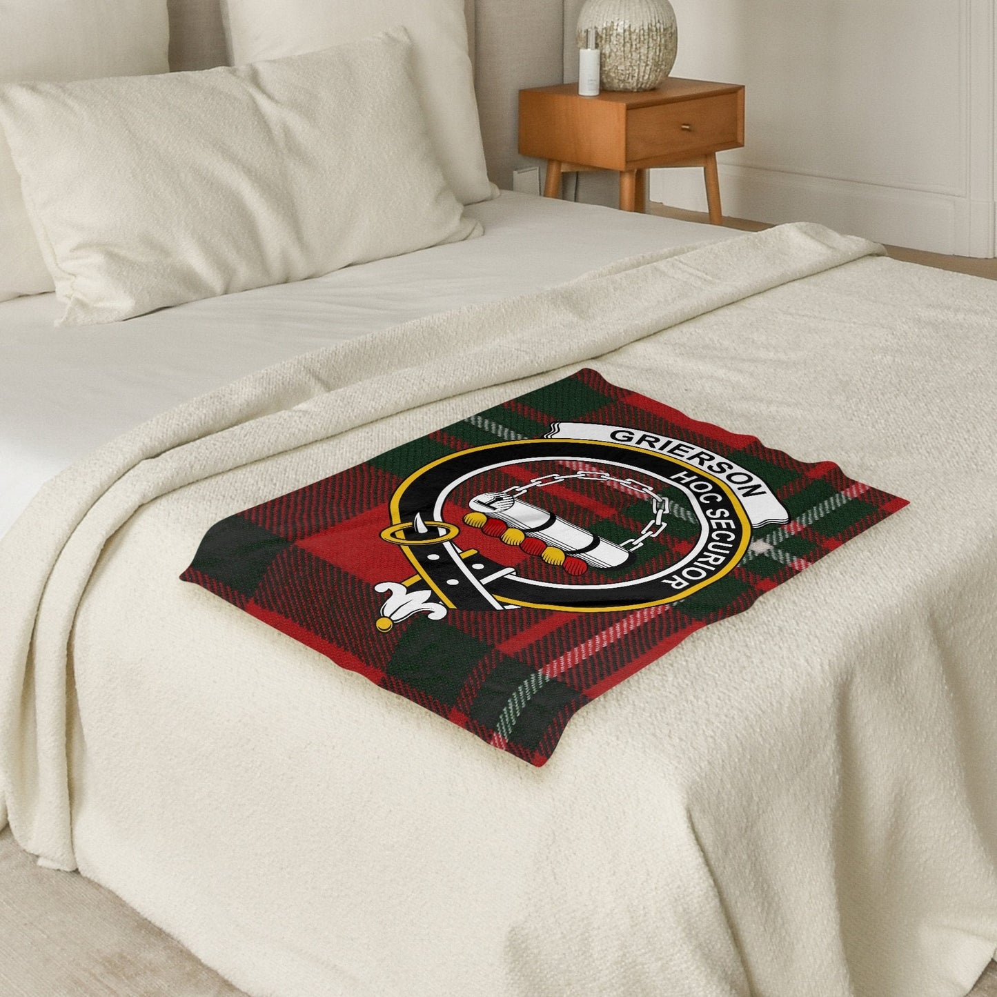 Scottish Clan Grierson Crest Tartan Blanket