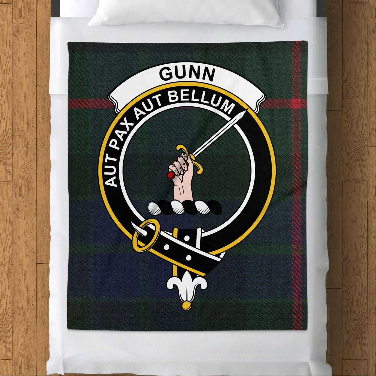 Scottish Clan Gunn Crest Tartan Blanket