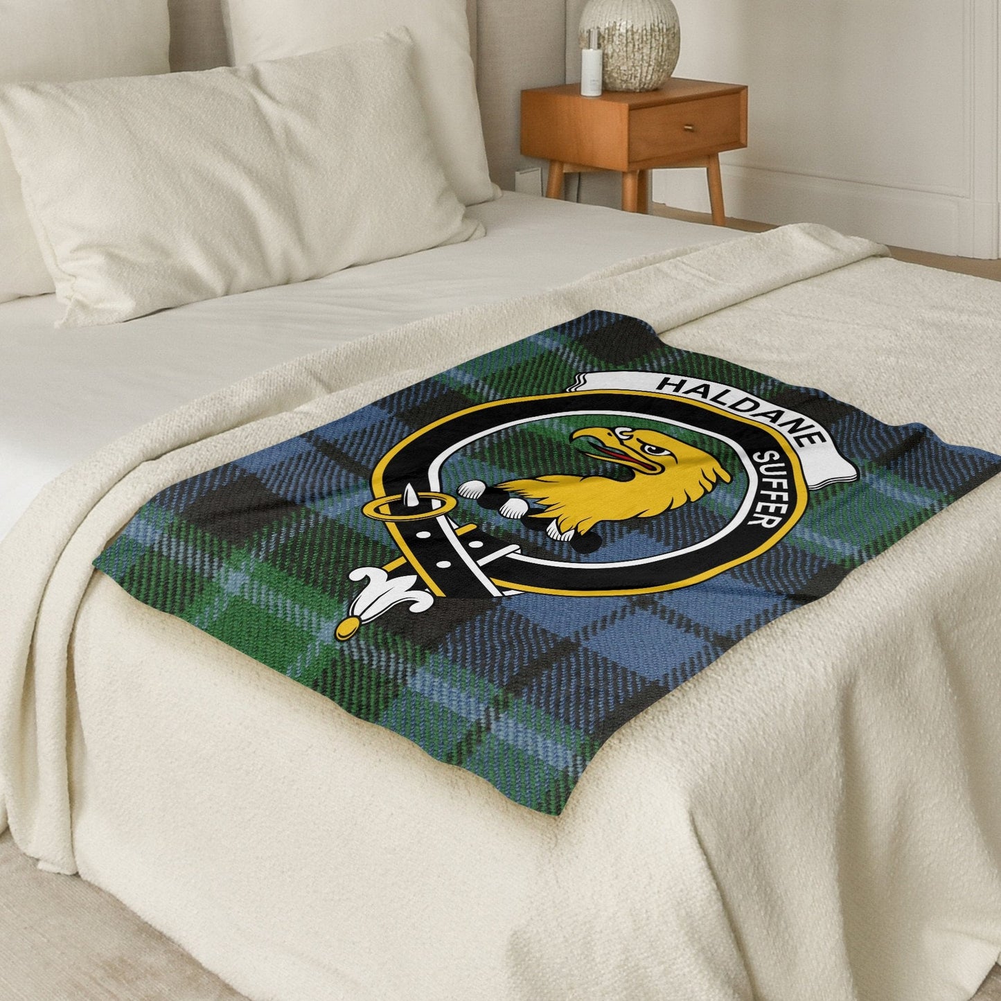 Scottish Clan Haldane Crest Tartan Blanket