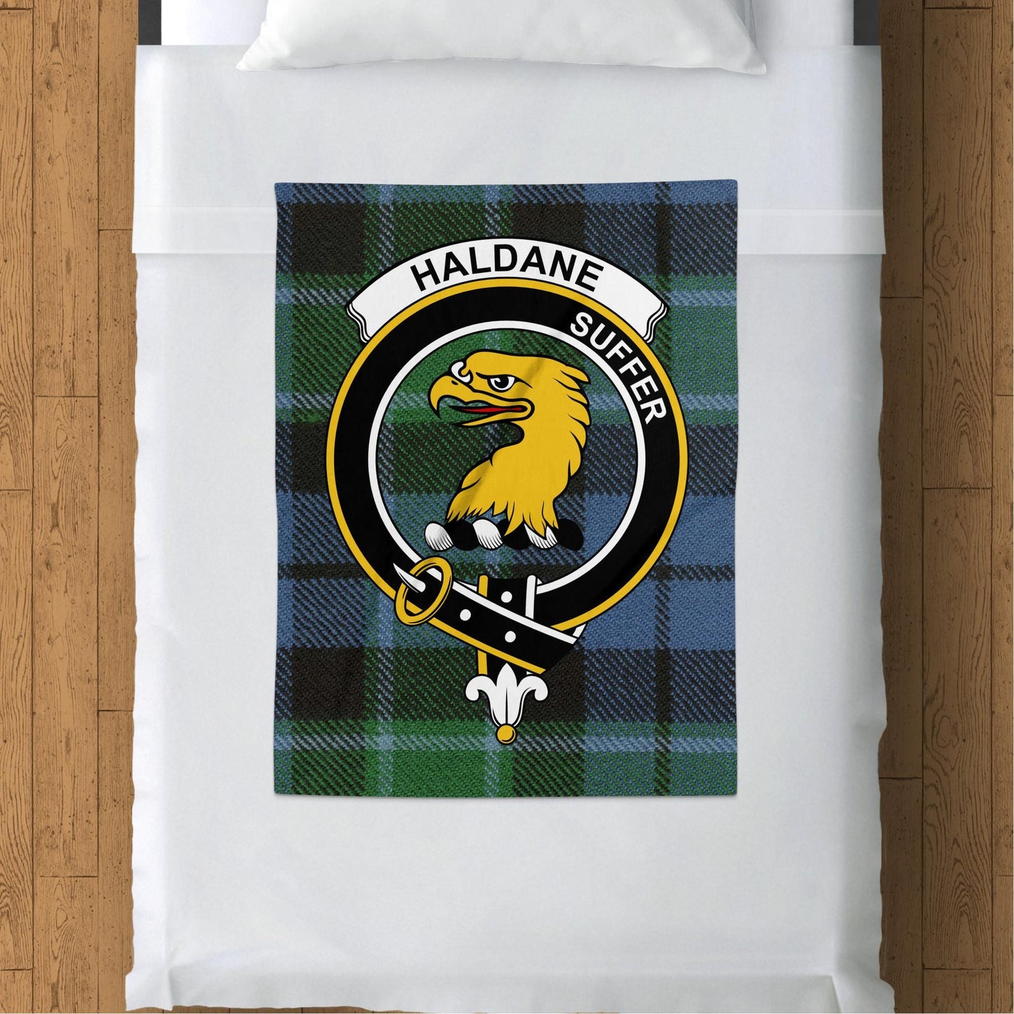 Scottish Clan Haldane Crest Tartan Blanket