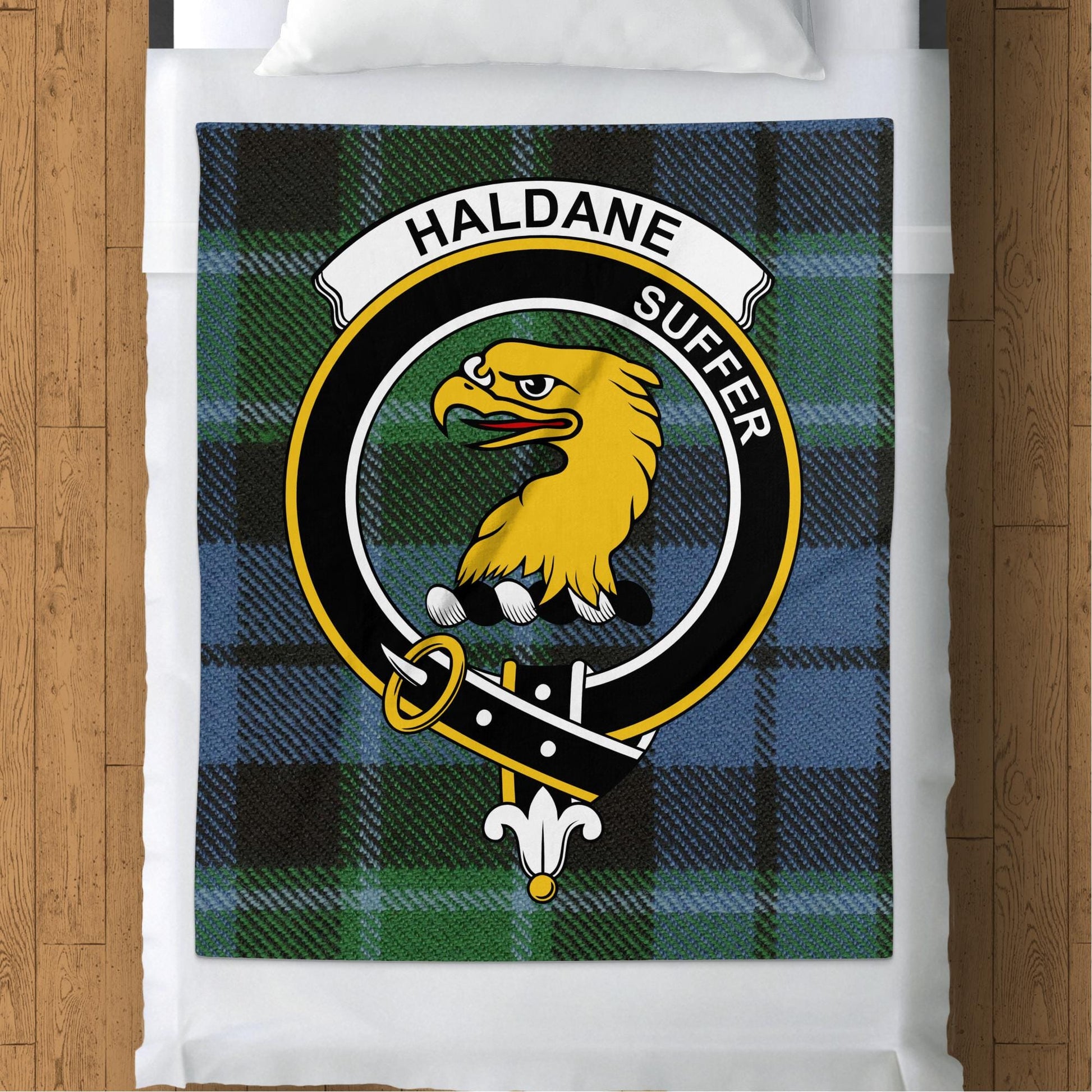 Scottish Clan Haldane Crest Tartan Blanket