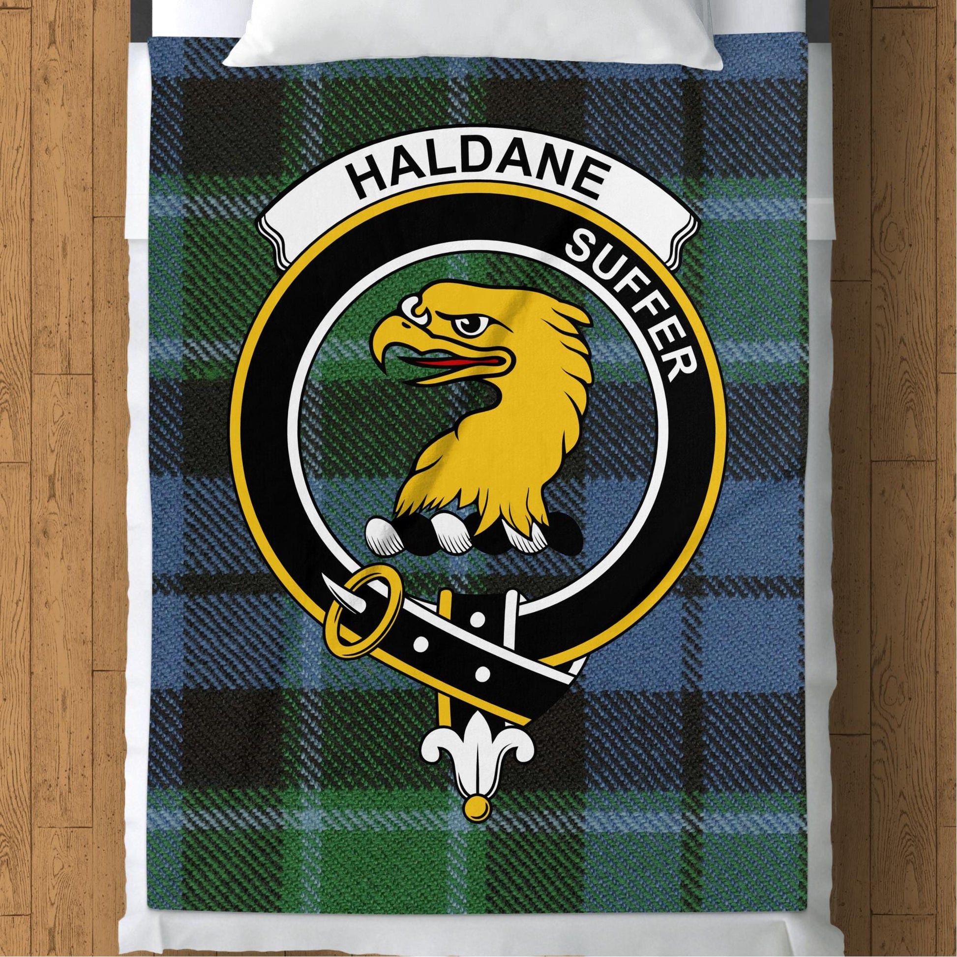 Scottish Clan Haldane Crest Tartan Blanket