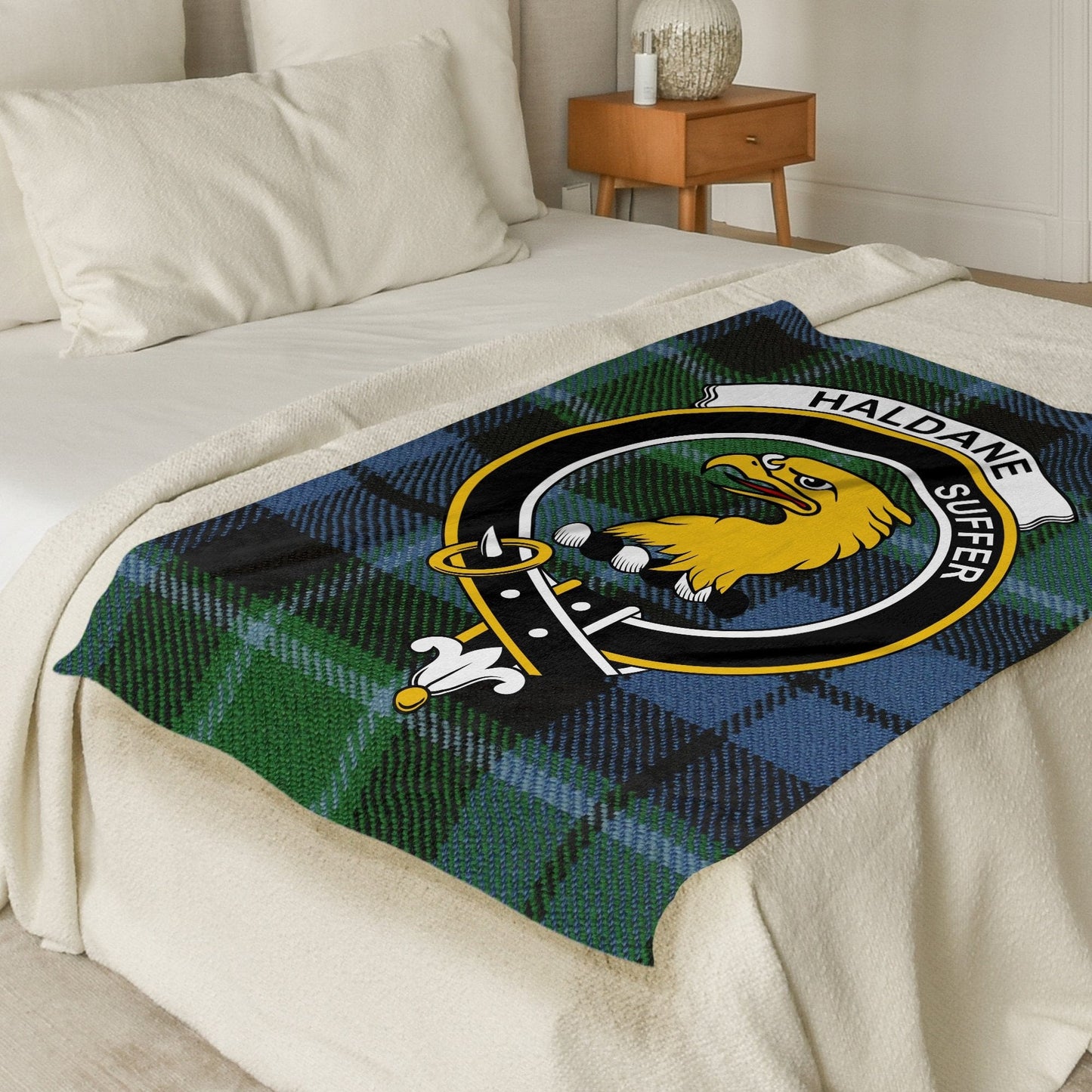 Scottish Clan Haldane Crest Tartan Blanket