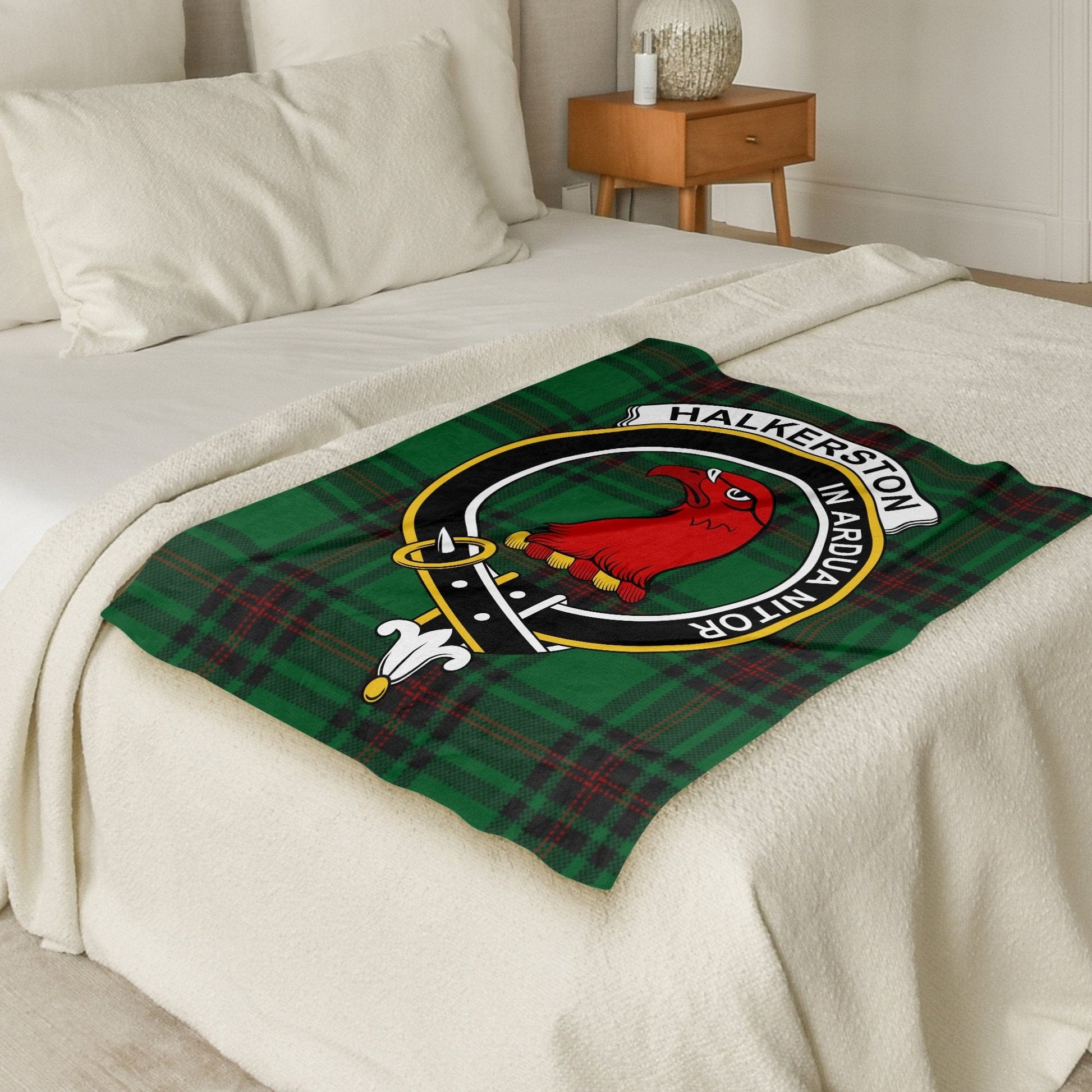 Scottish Clan Halkerston Crest Tartan Blanket