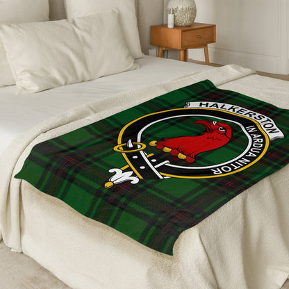 Scottish Clan Halkerston Crest Tartan Blanket