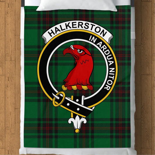 Scottish Clan Halkerston Crest Tartan Blanket