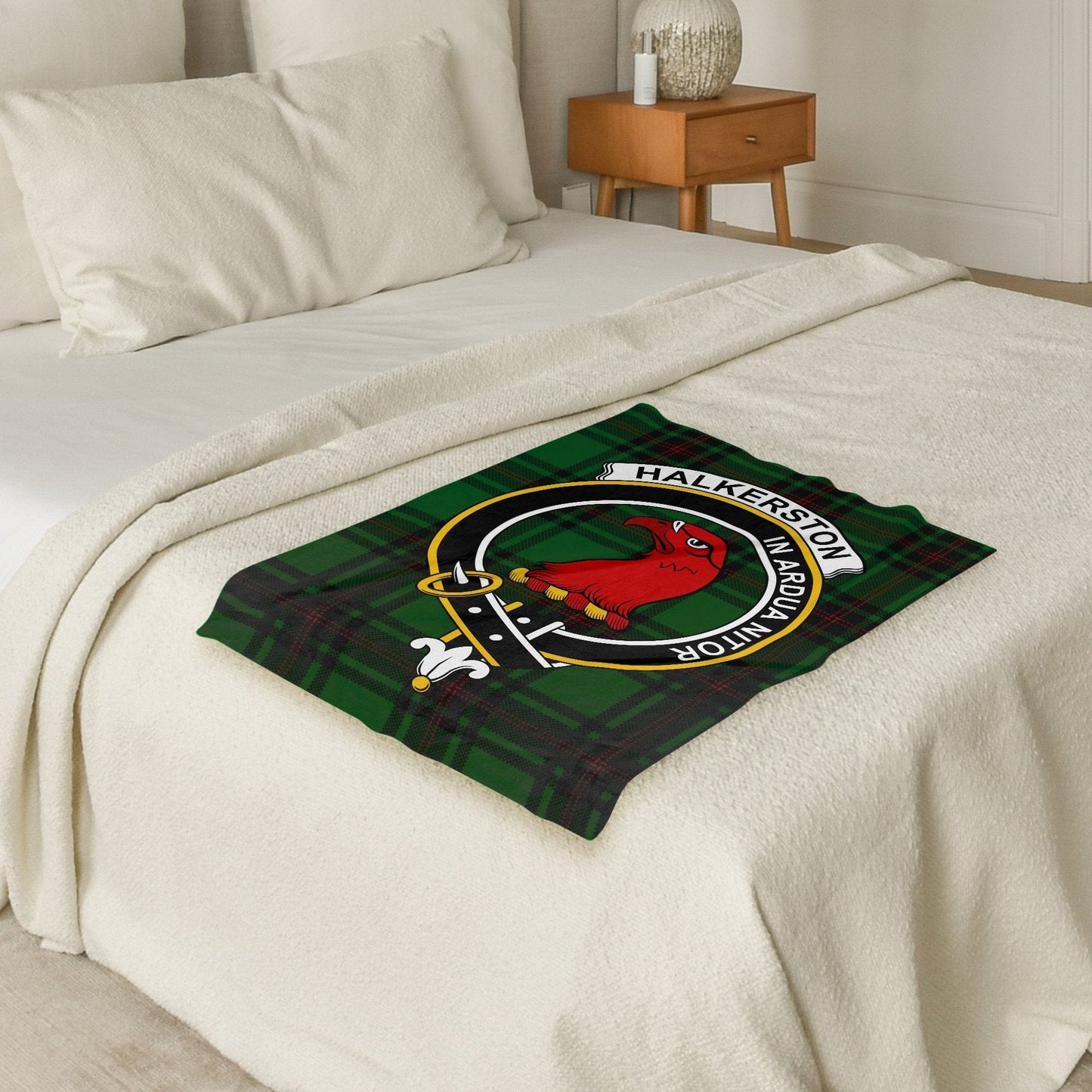 Scottish Clan Halkerston Crest Tartan Blanket