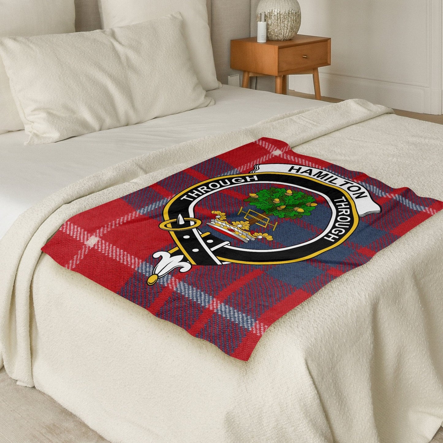 Scottish Clan Hamilton Crest Tartan Blanket