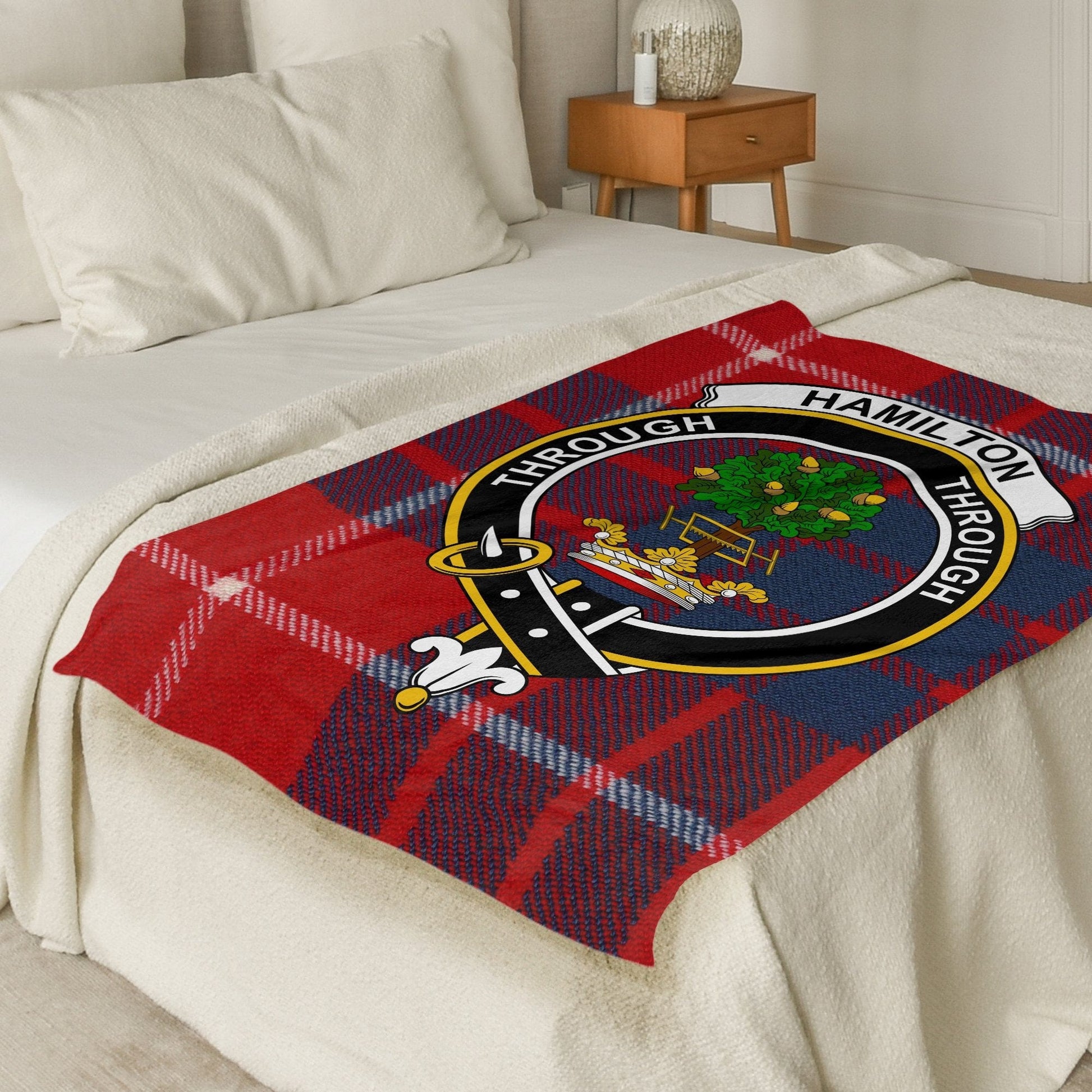 Scottish Clan Hamilton Crest Tartan Blanket