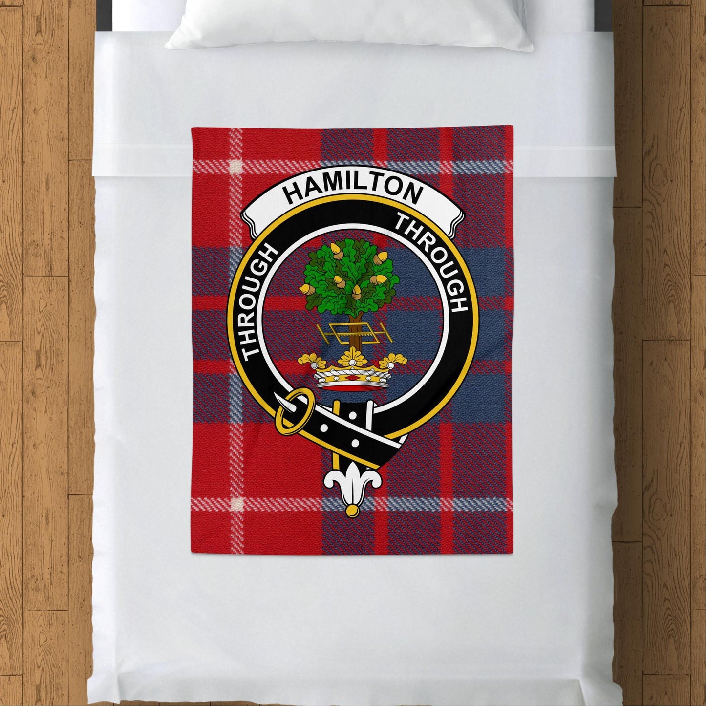 Scottish Clan Hamilton Crest Tartan Blanket