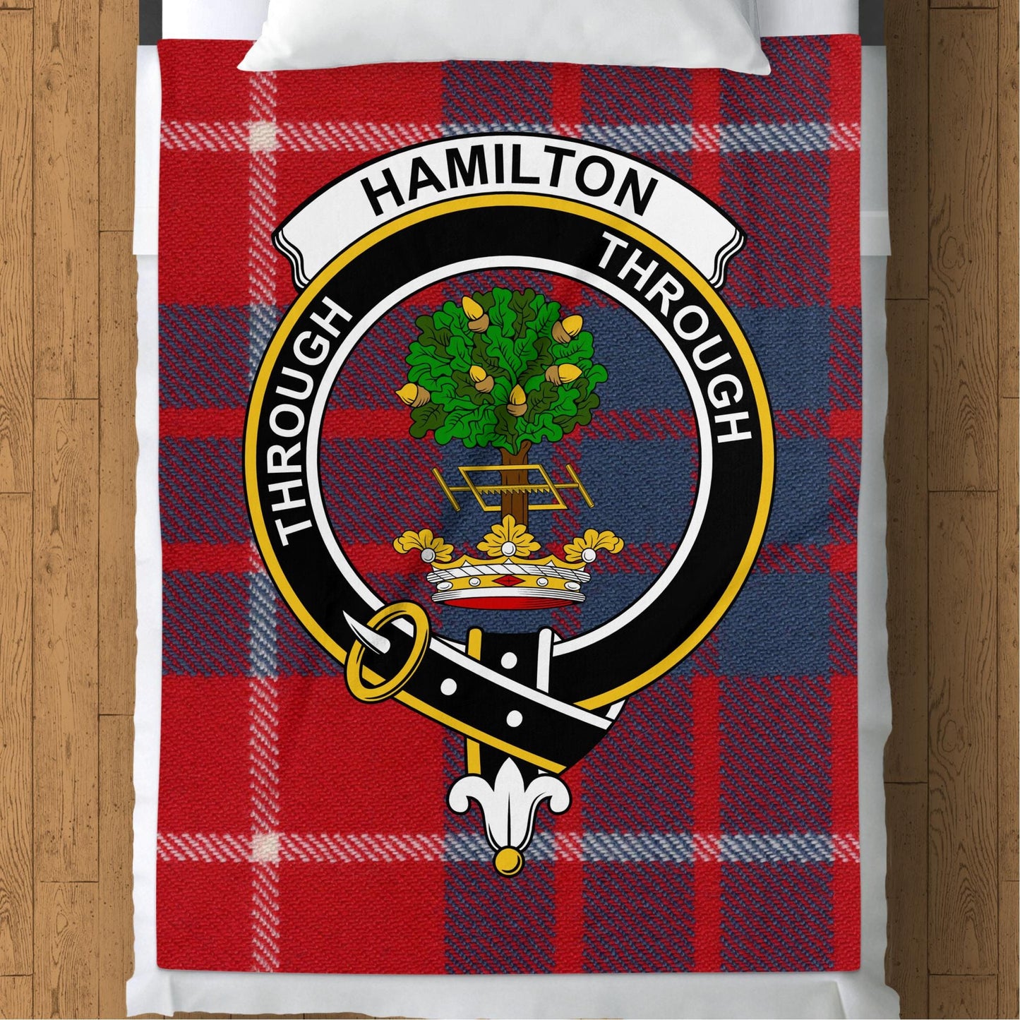 Scottish Clan Hamilton Crest Tartan Blanket